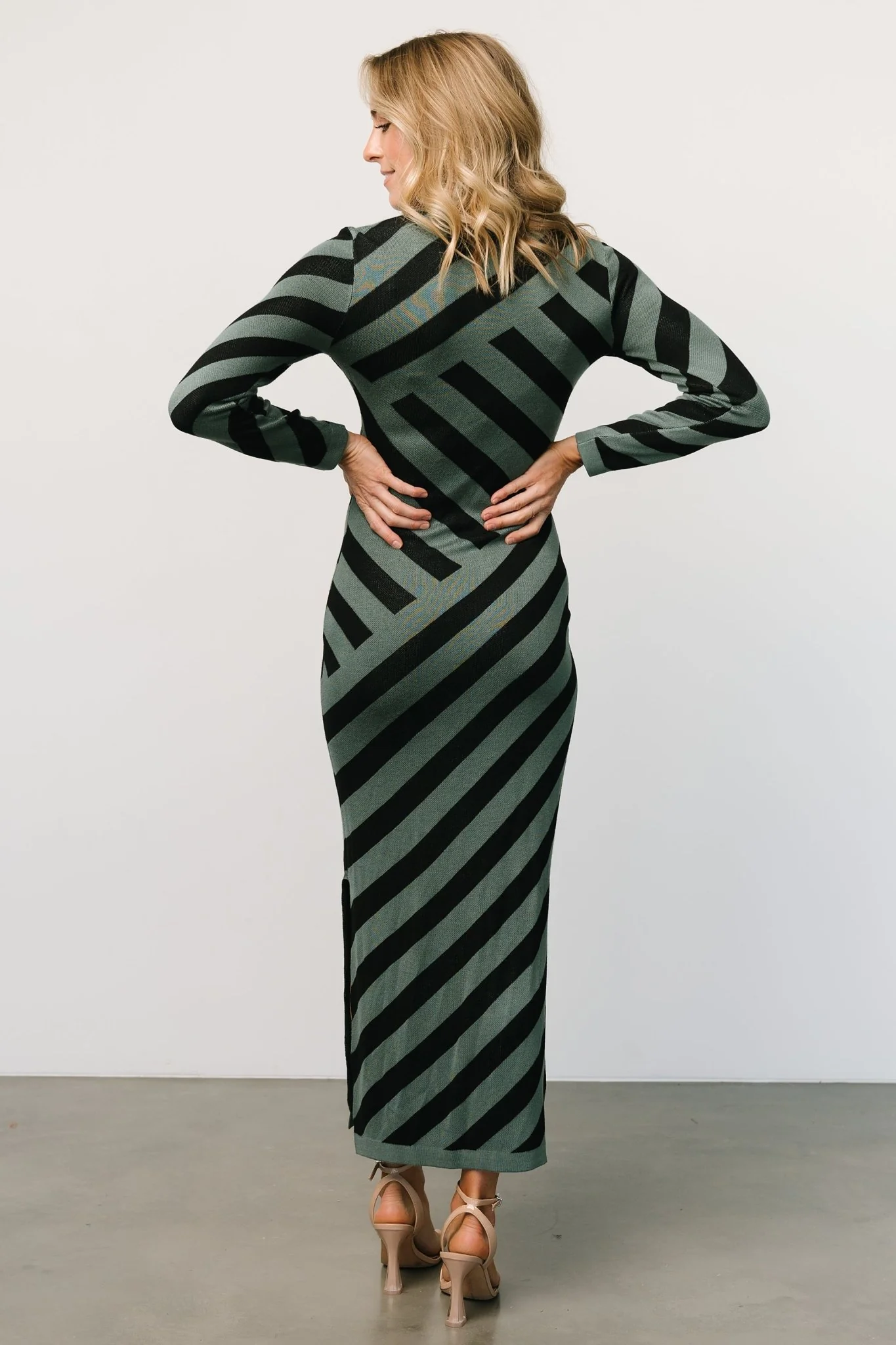 Milan Sweater Dress | Green + Black