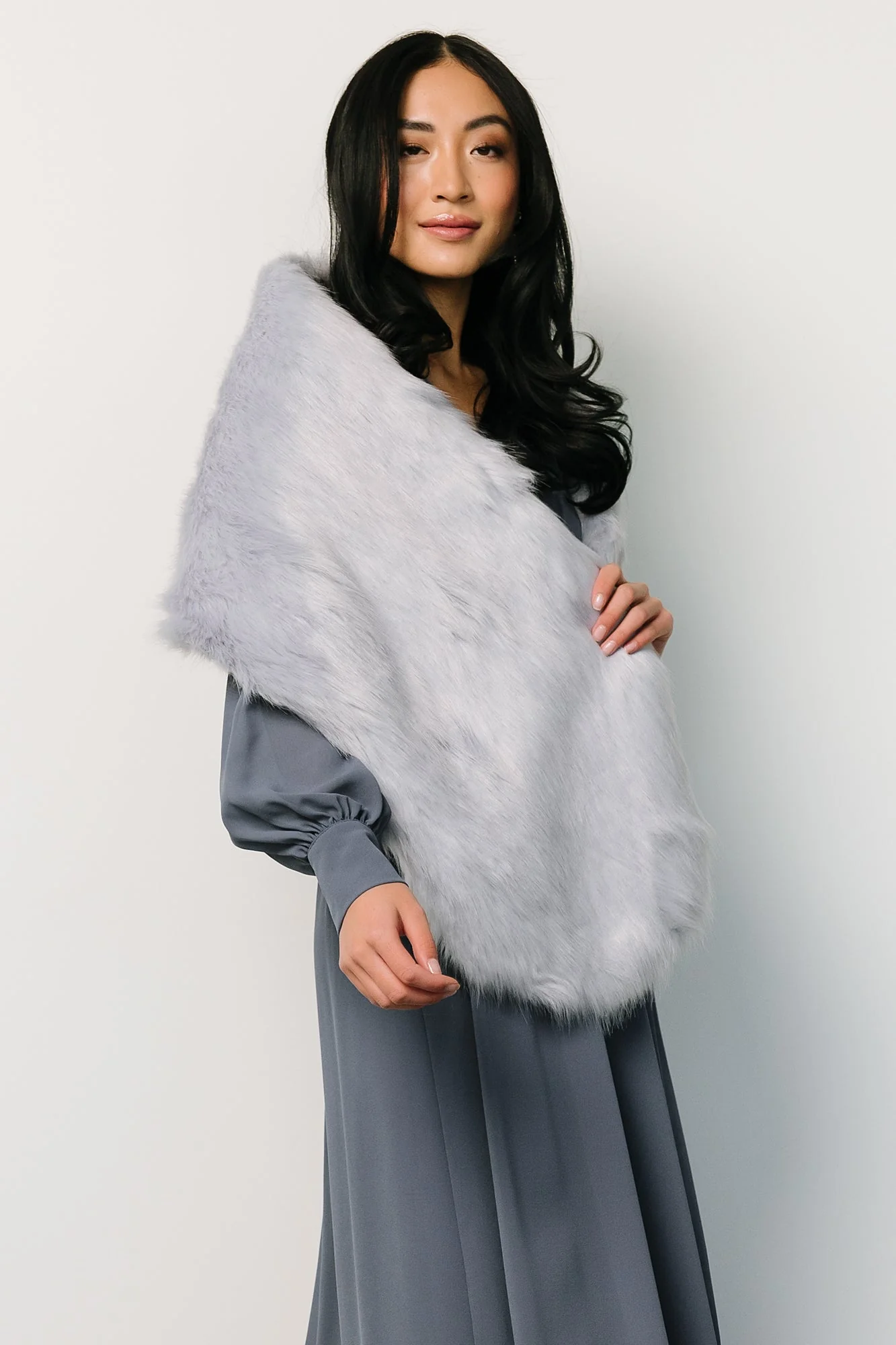 Jovie Faux Fur Shawl | Powder Blue