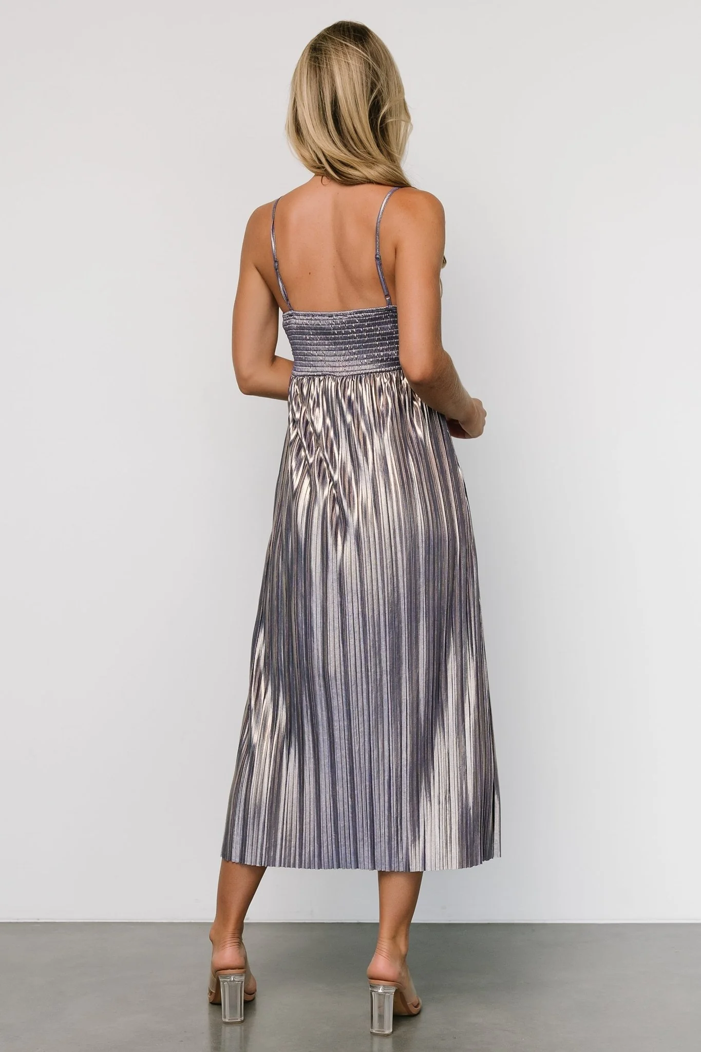 Cecilia Pleated Dress | Blue Shimmer