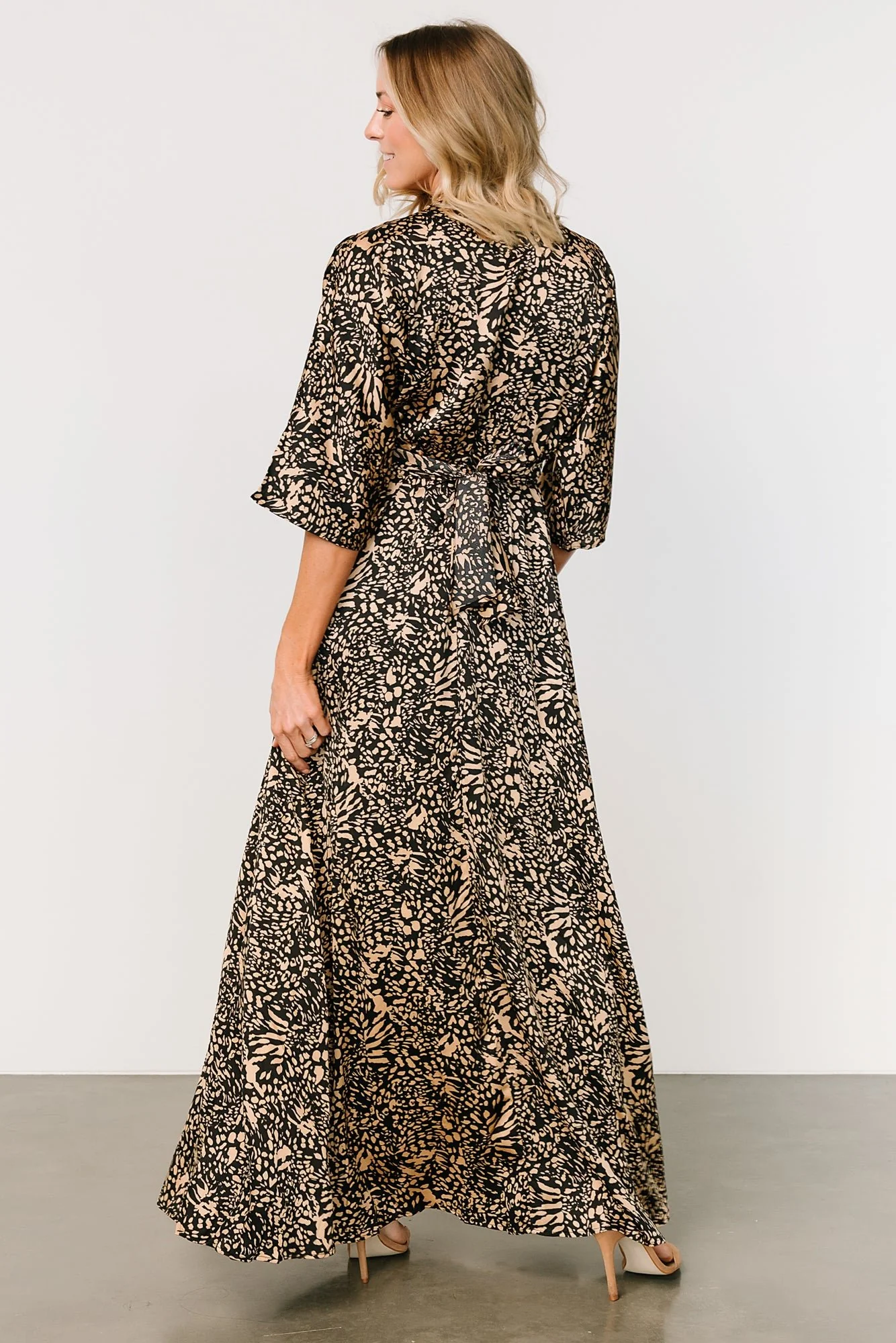 Morlana Maxi Dress | Black + Tan Print