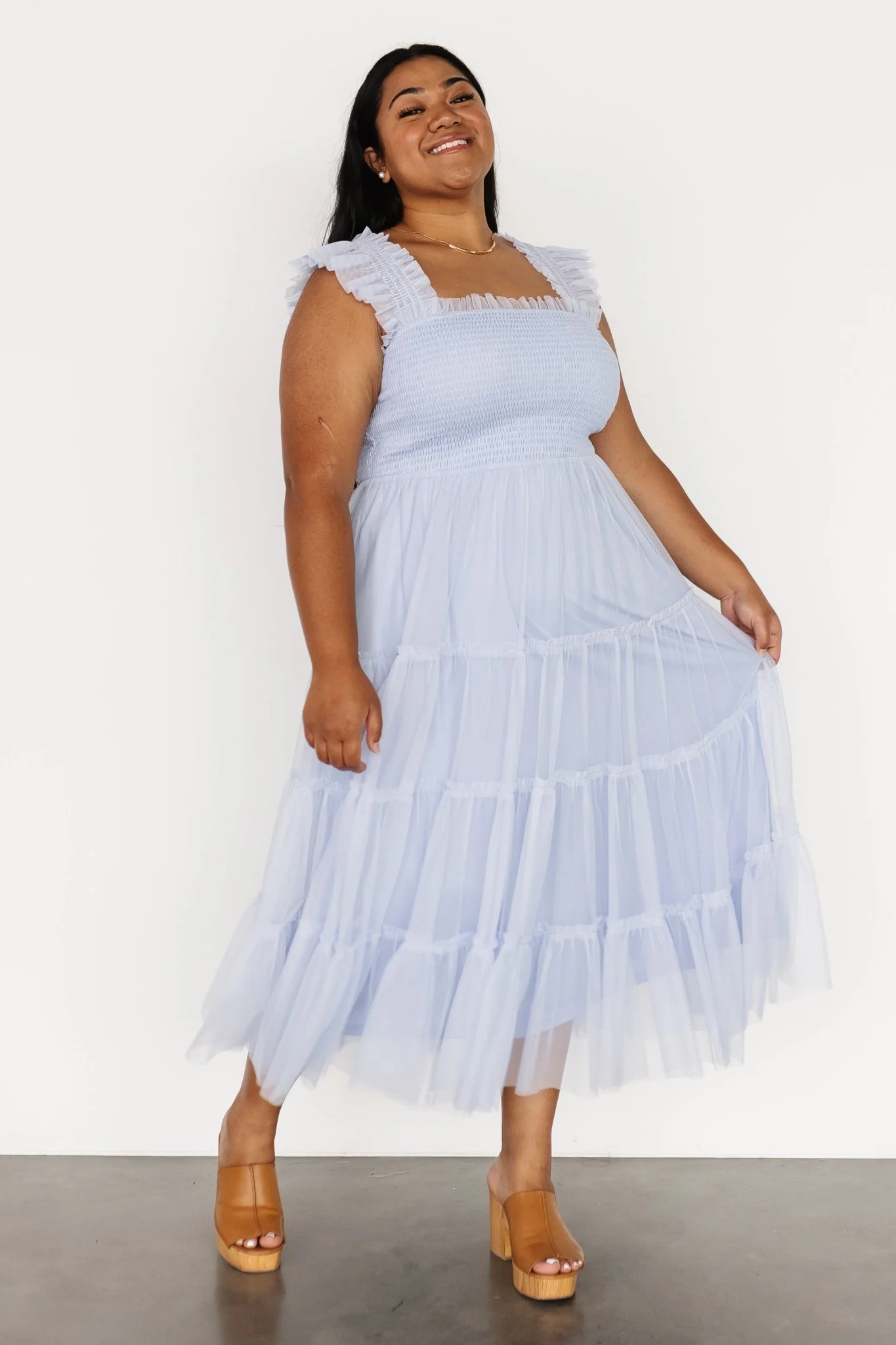 Emma Smocked Tulle Dress | Light Blue