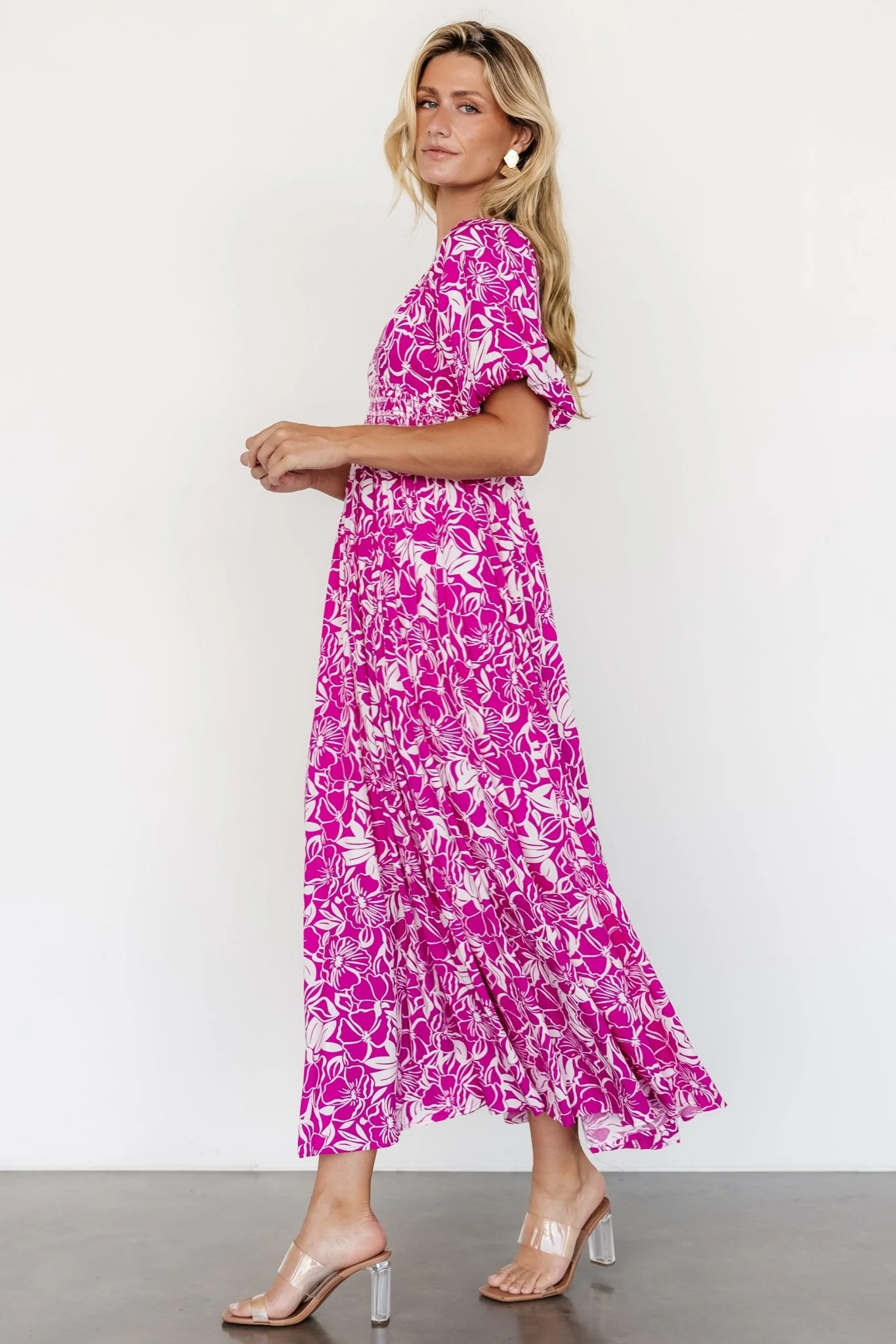 Elaine Maxi Dress | Magenta + White