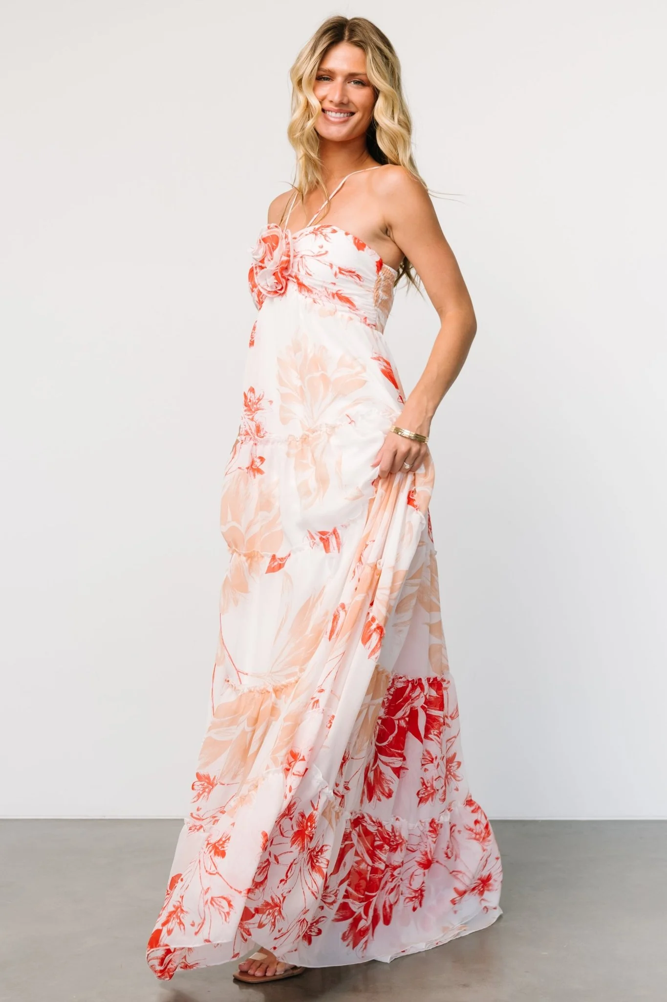 Charmaine Maxi Dress | Red + Natural Floral