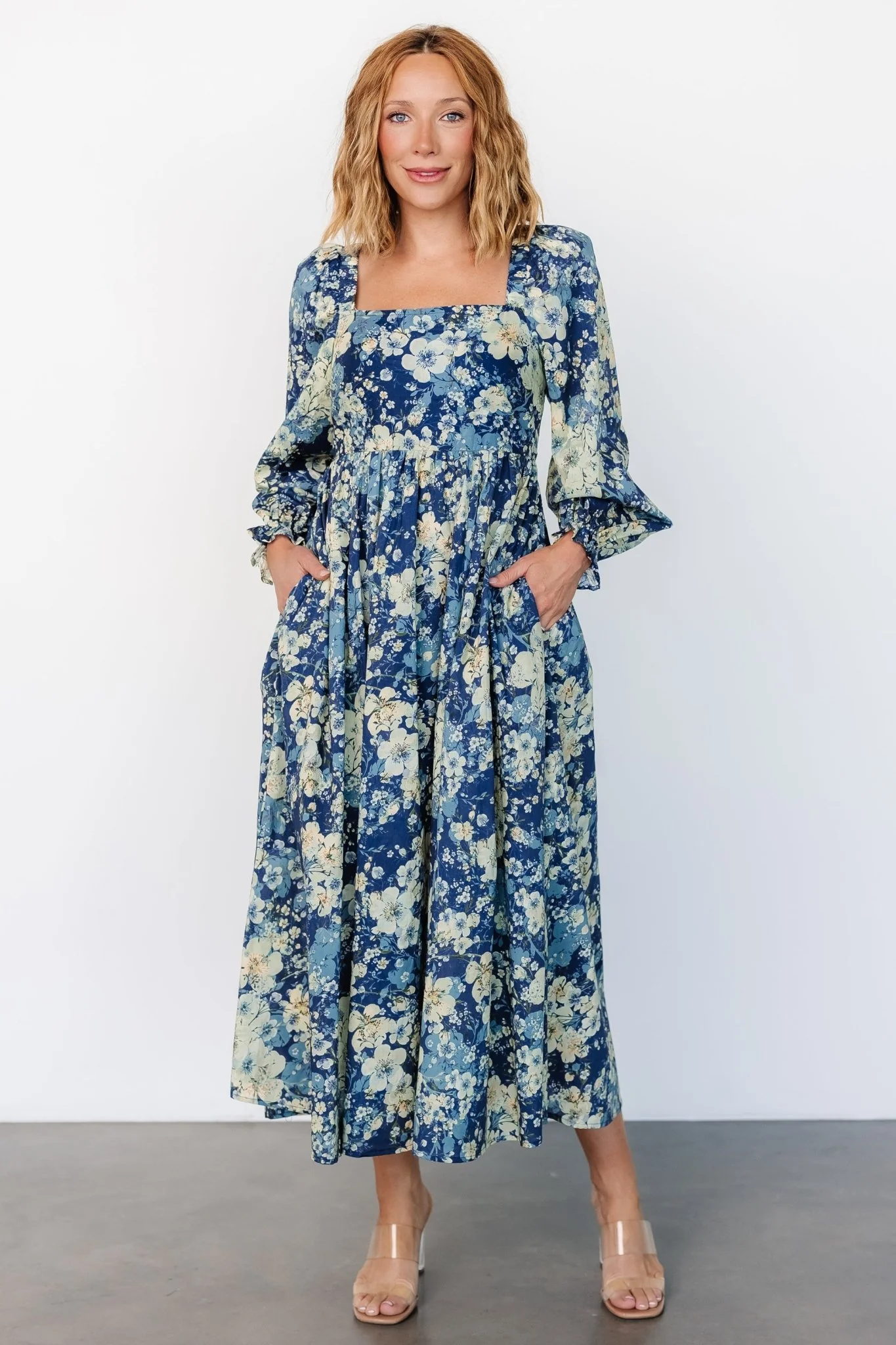 Twyla Dress | Blue + Cream Floral