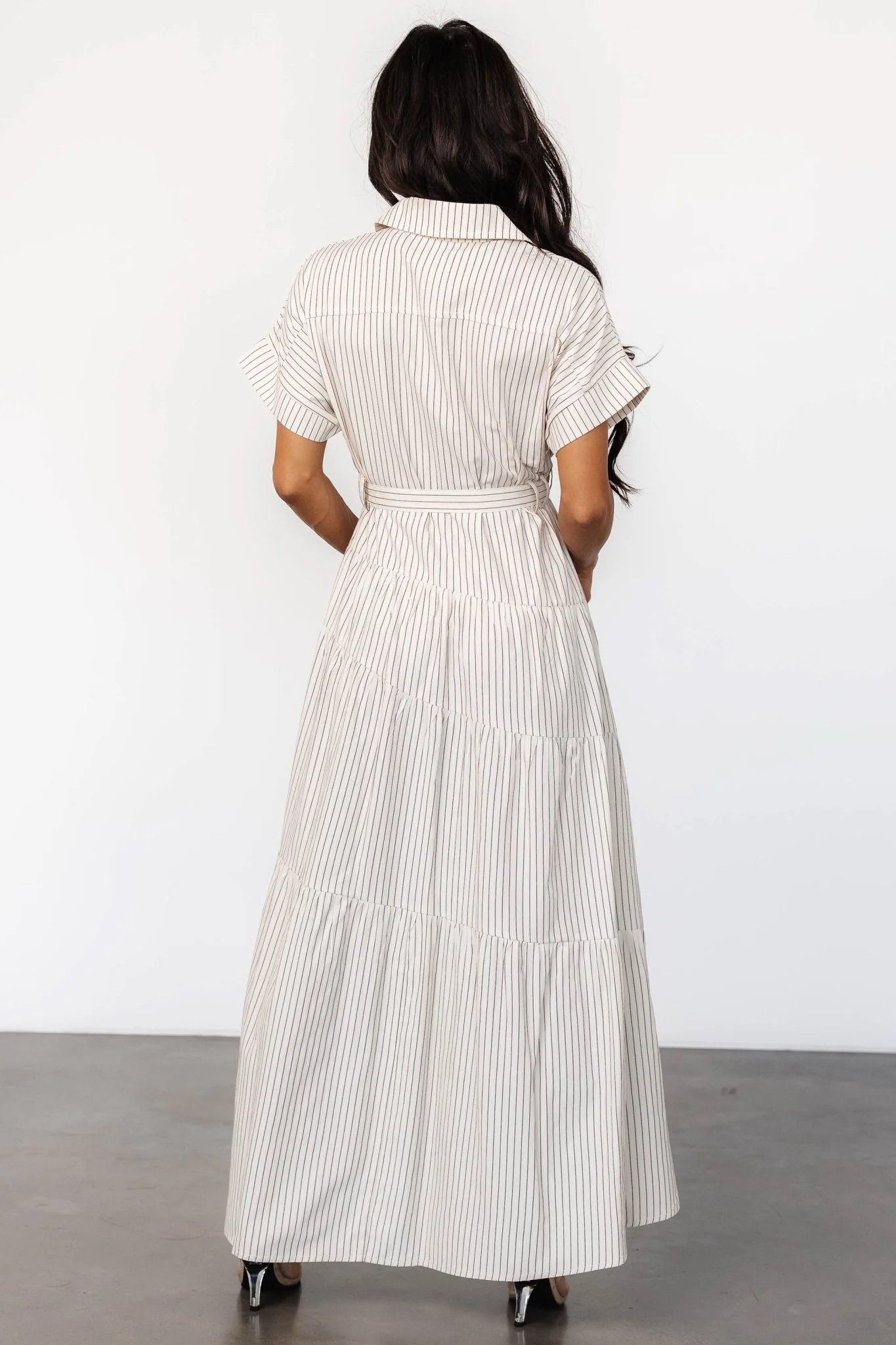 Covey Button Up Maxi Dress | Cream Stripe
