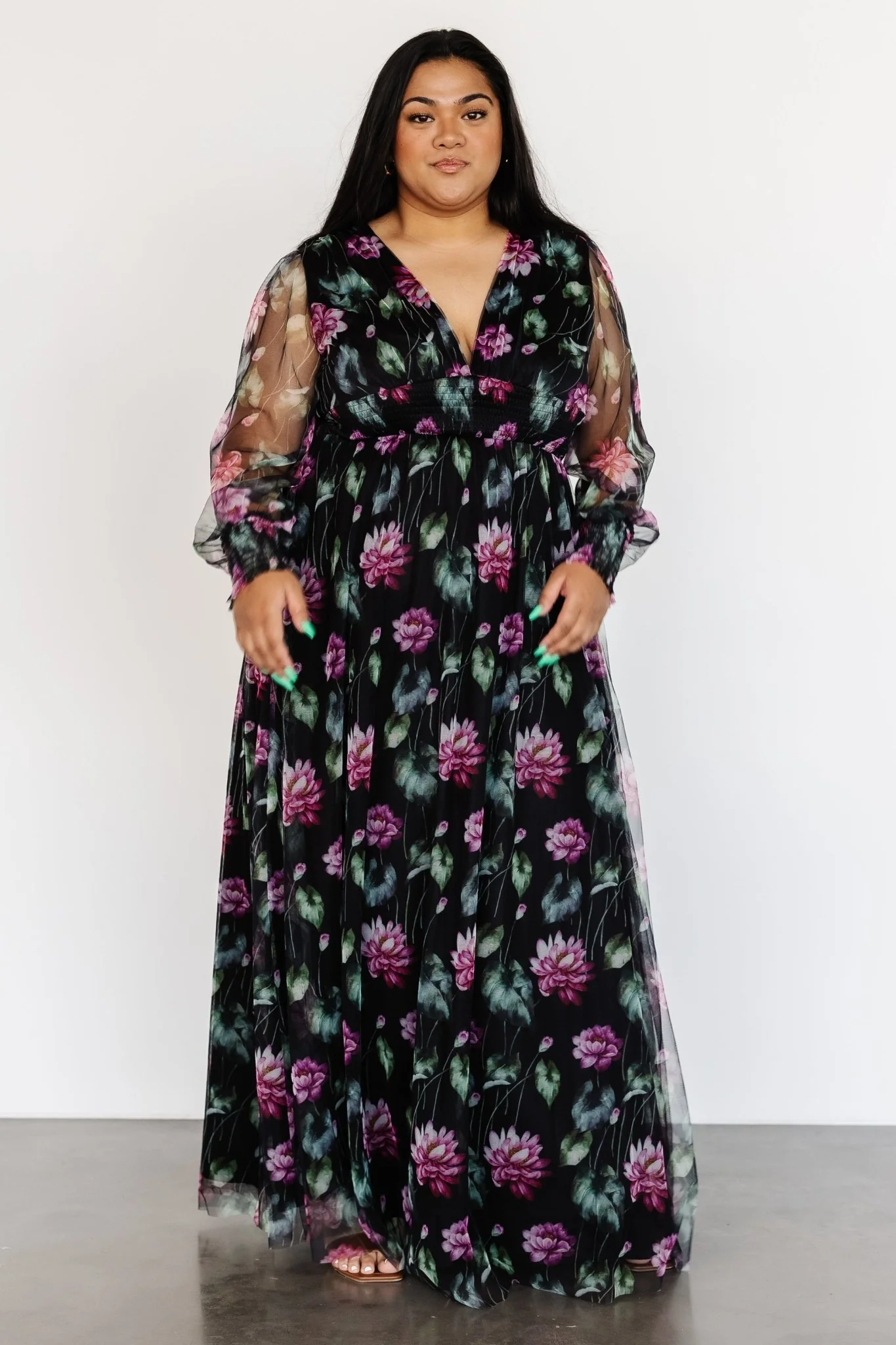 Layla Tulle Maxi Dress | Black Multi
