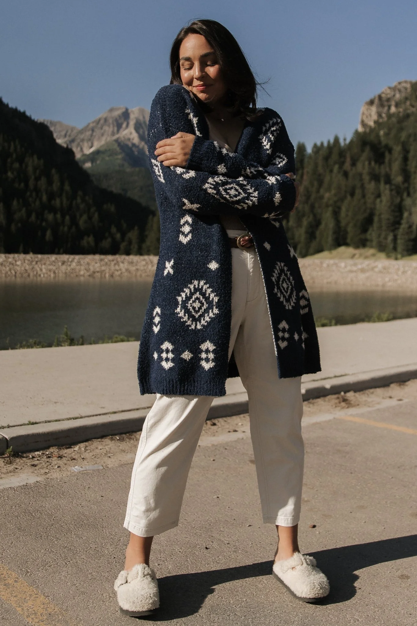Missoula Oversized Cardigan | Navy + Ivory