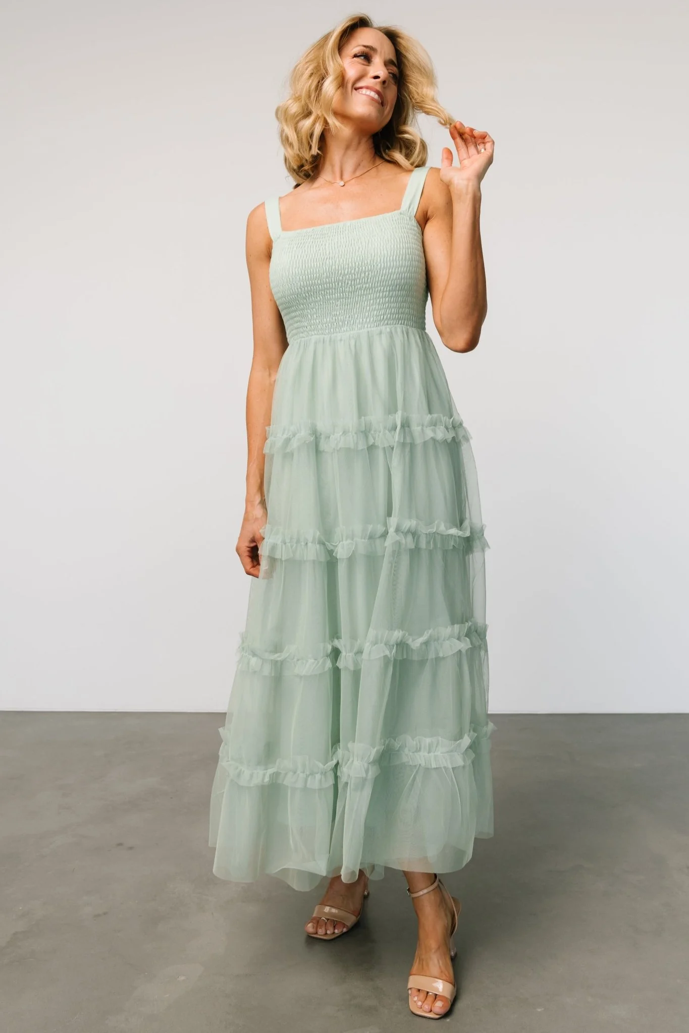 Constance Tulle Maxi Dress | Light Sage
