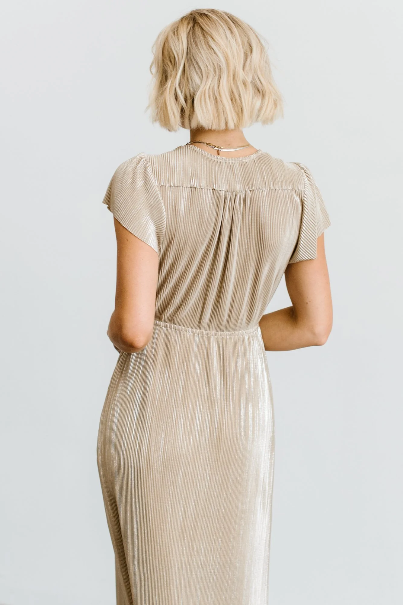 Athena Pleated Maxi Dress | Gold