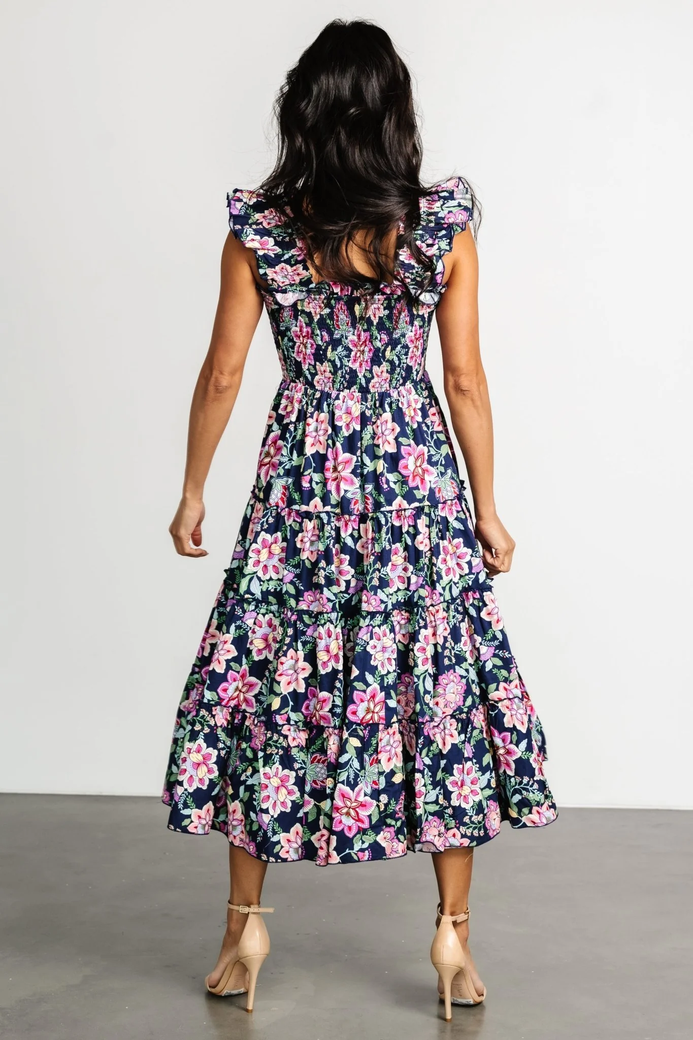 Tatum Smocked Tiered Dress | Navy Multi