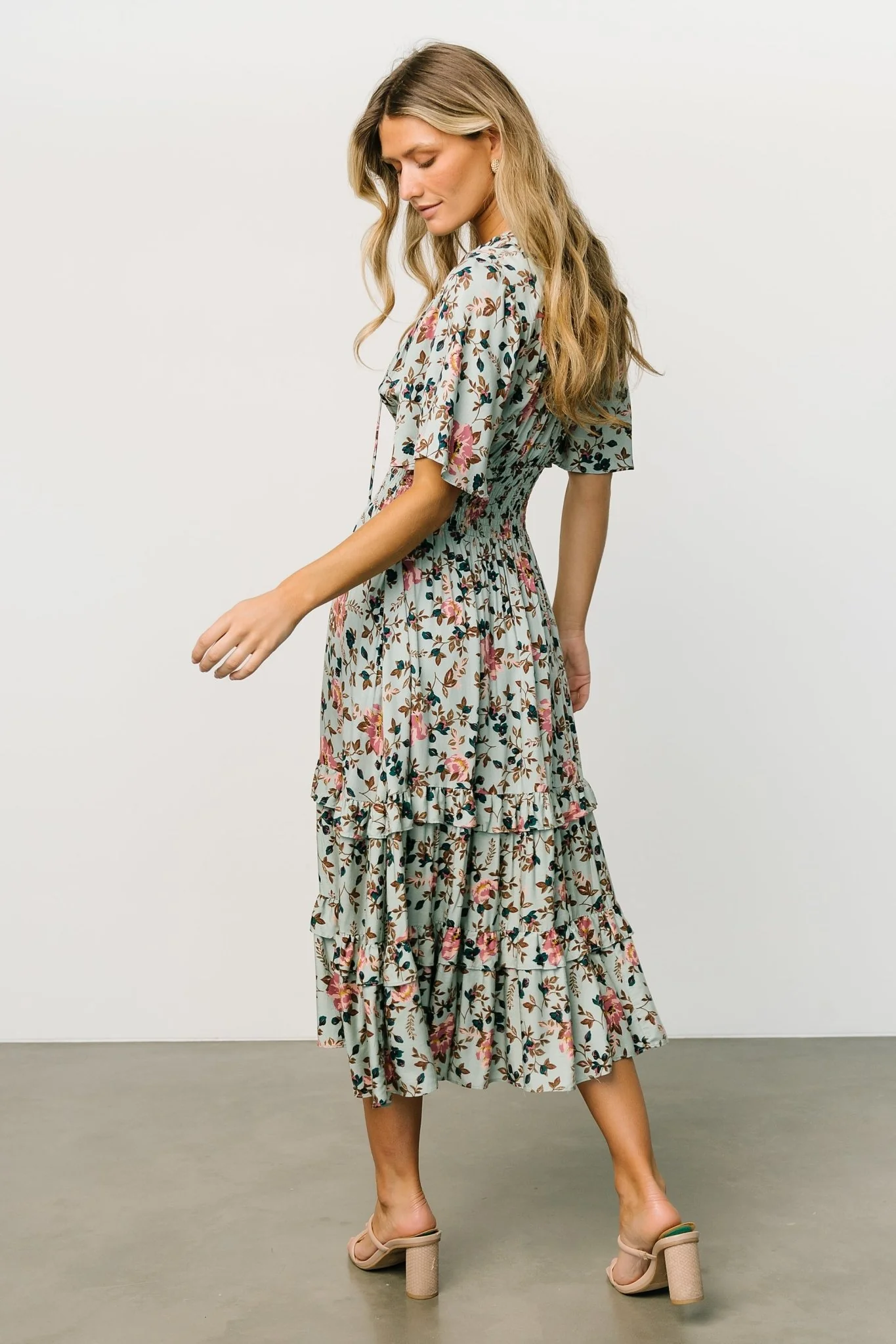 Spell Boho Midi Dress | Sage + Pink Floral