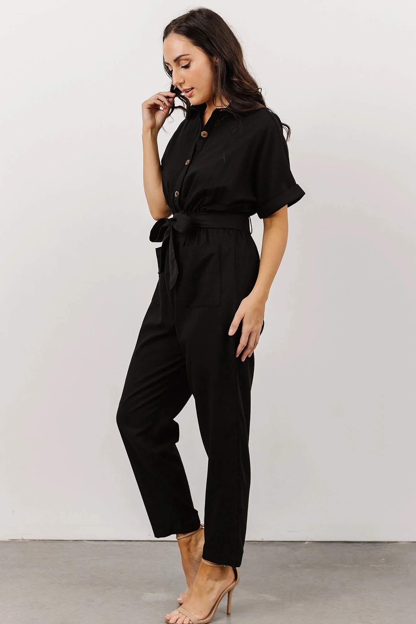 Dallas Button Up Jumpsuit | Black