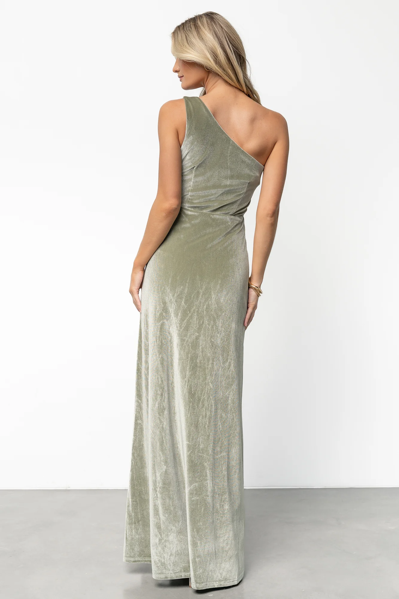 Tatiana Velvet One Shoulder Maxi Dress | Sage