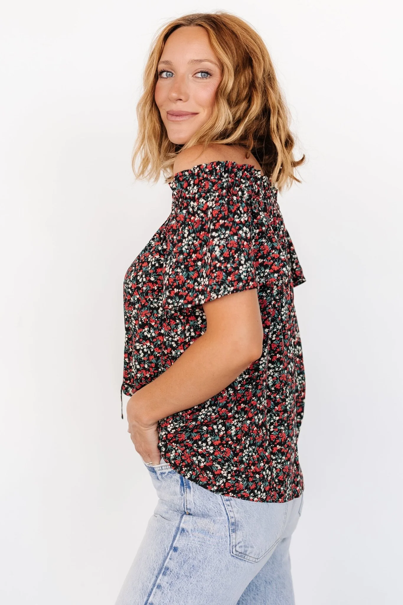 Jude Boho Top | Black + Red