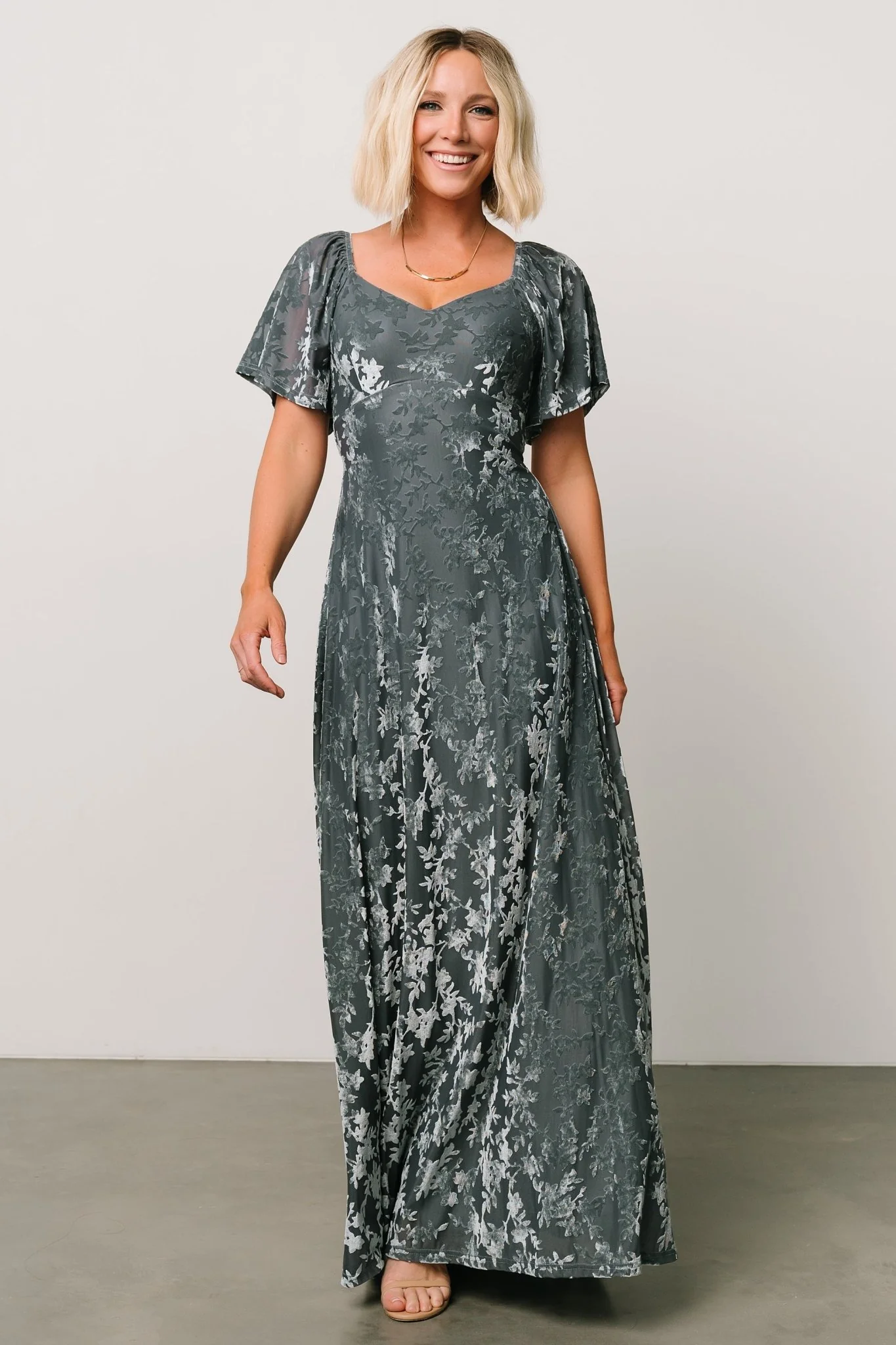 Everley Velvet Maxi Dress | Dusty Blue