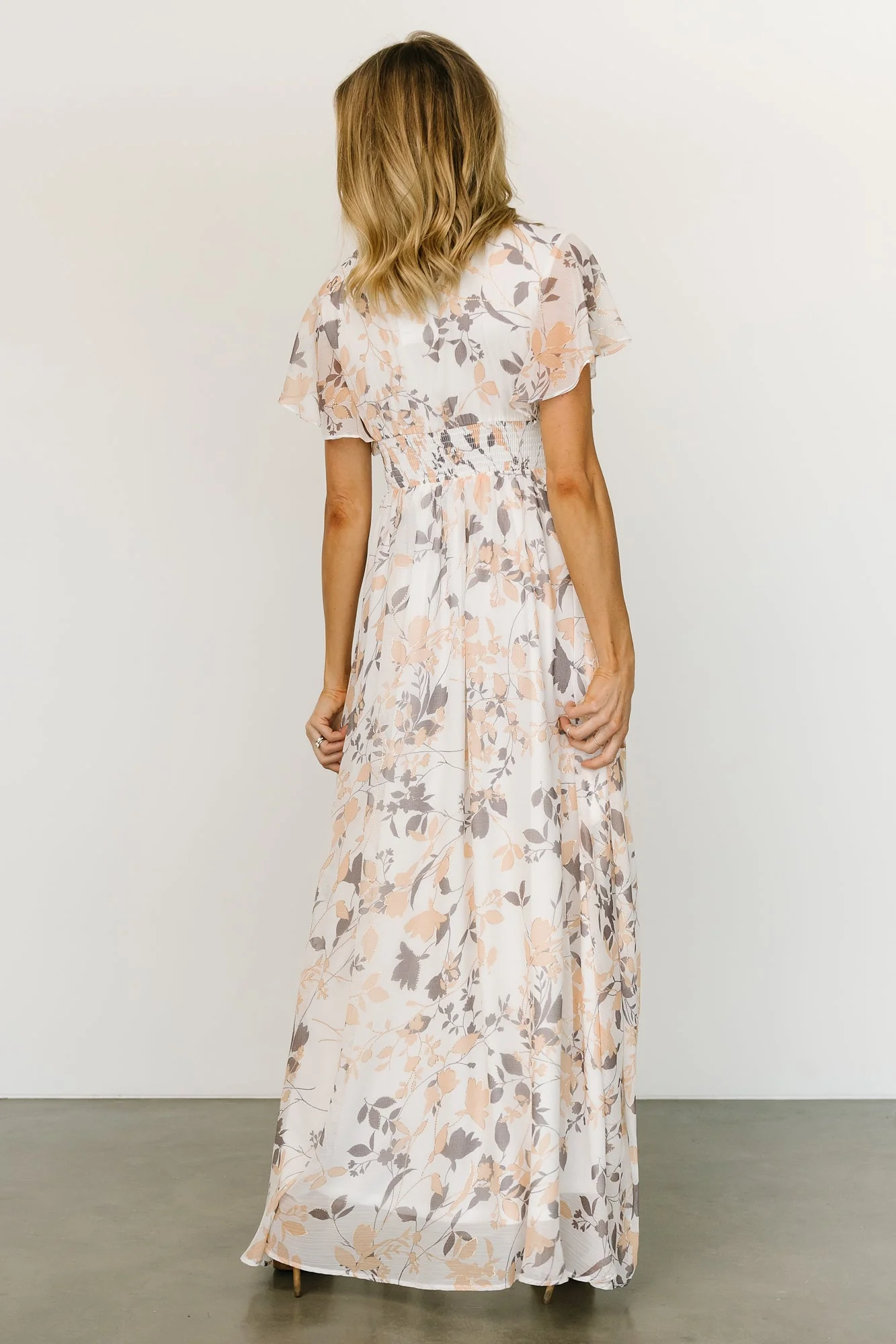 Lynlee Metallic Maxi Dress | Off White Print