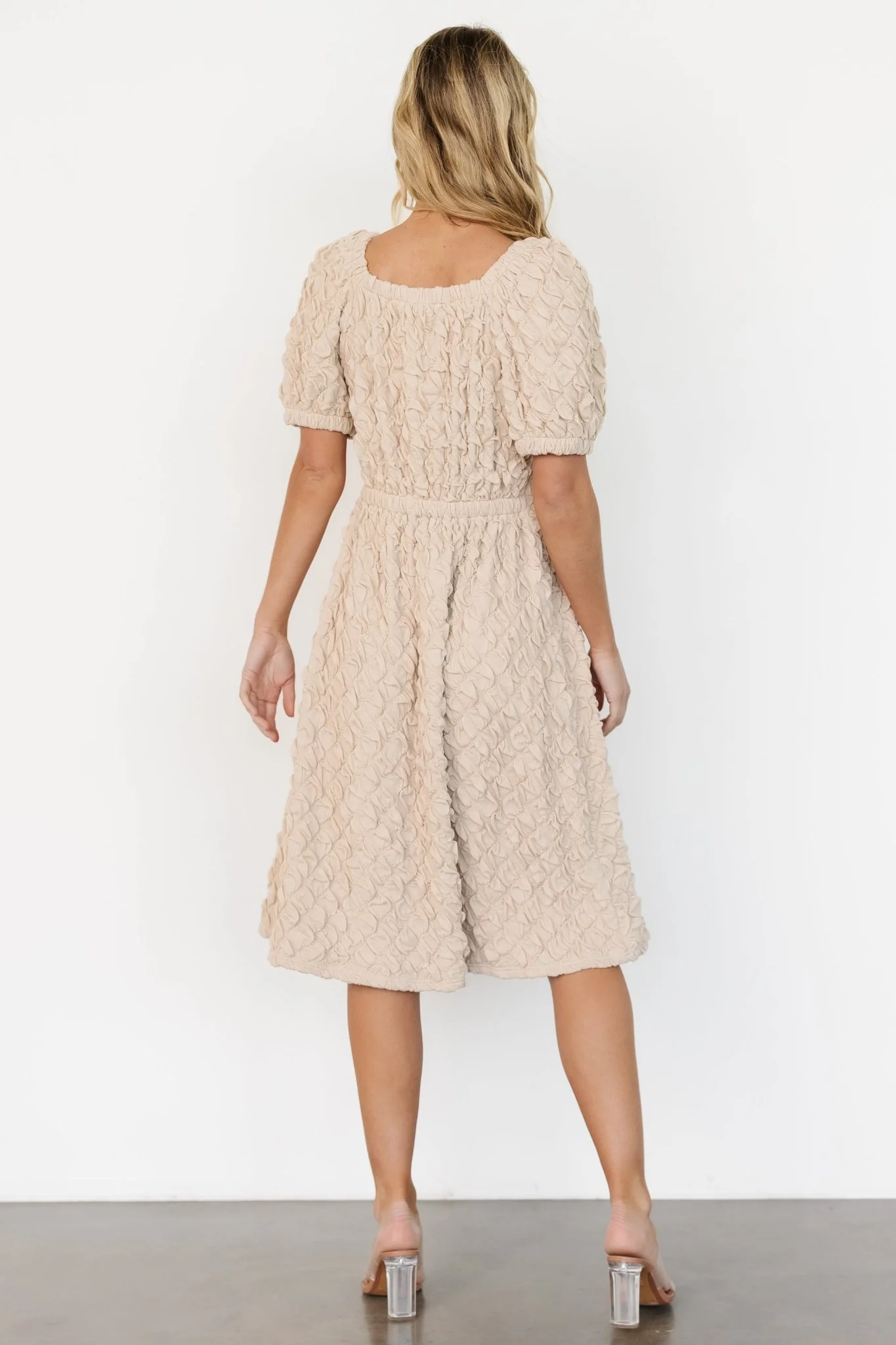 Keri Gathered Dress | Light Taupe