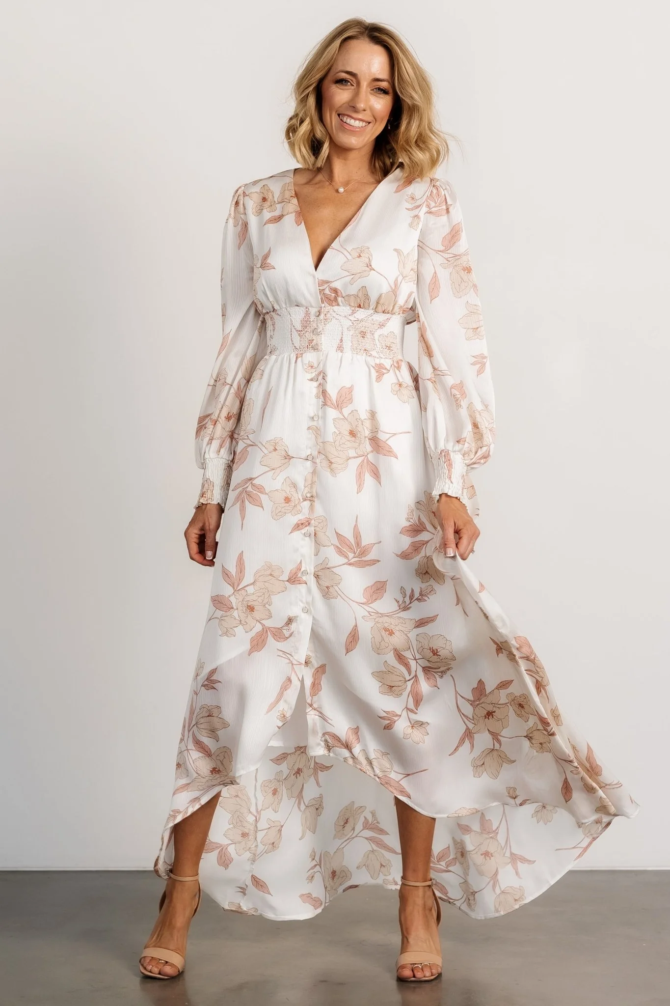 Mayfair High Low Maxi Dress | White Floral