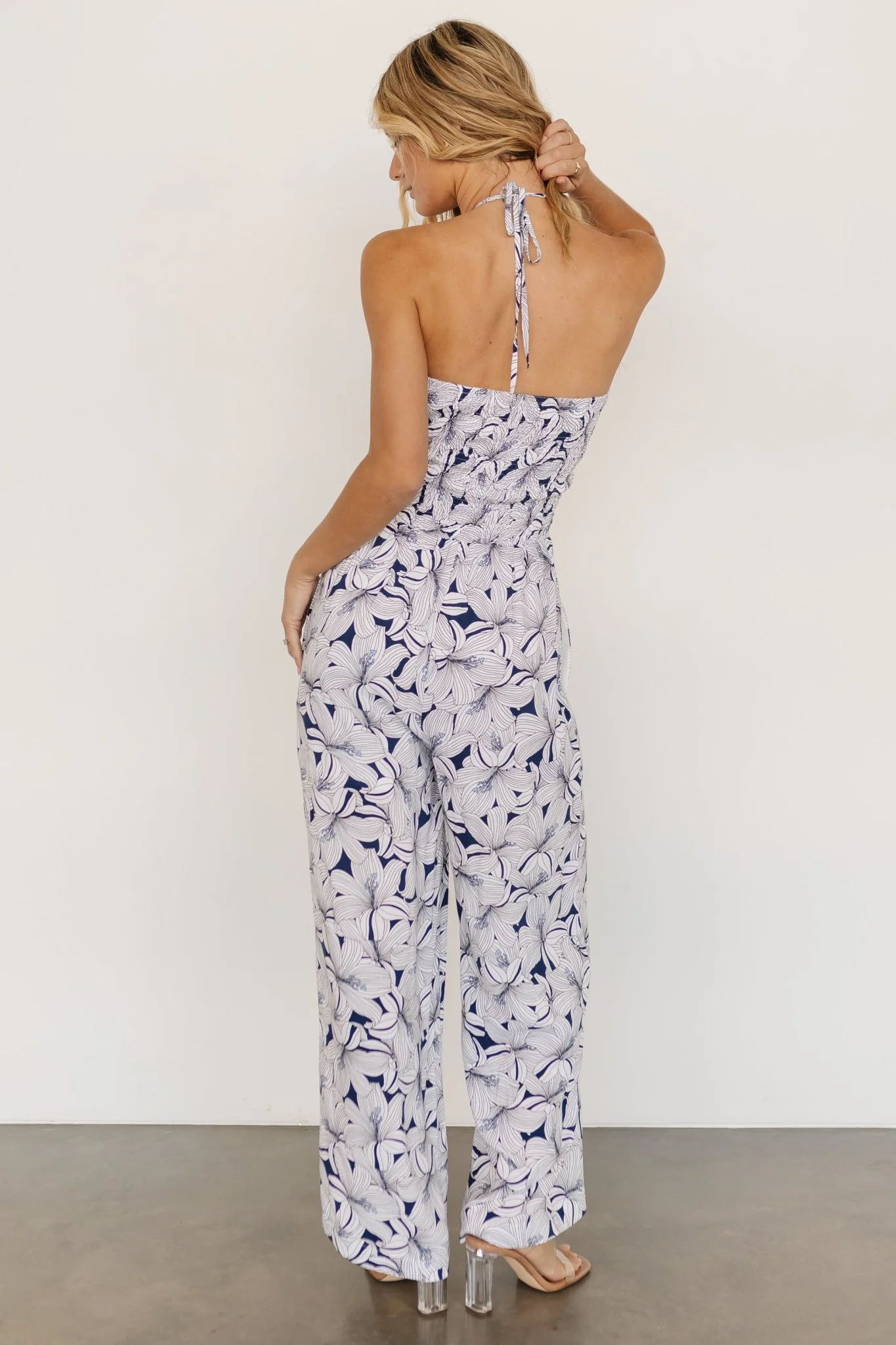 Santa Ana Halter Jumpsuit | Navy + White