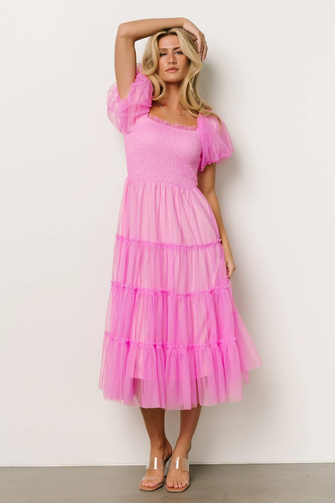 Liv Tulle Midi Dress | Pink