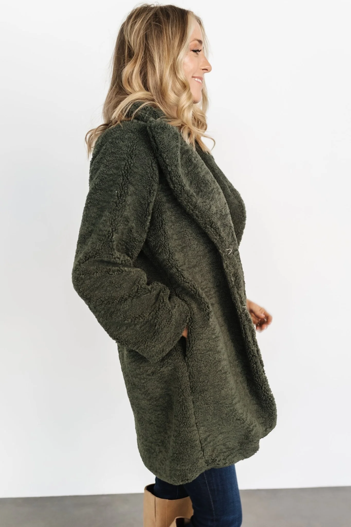 Damien Sherpa Coat | Dark Green