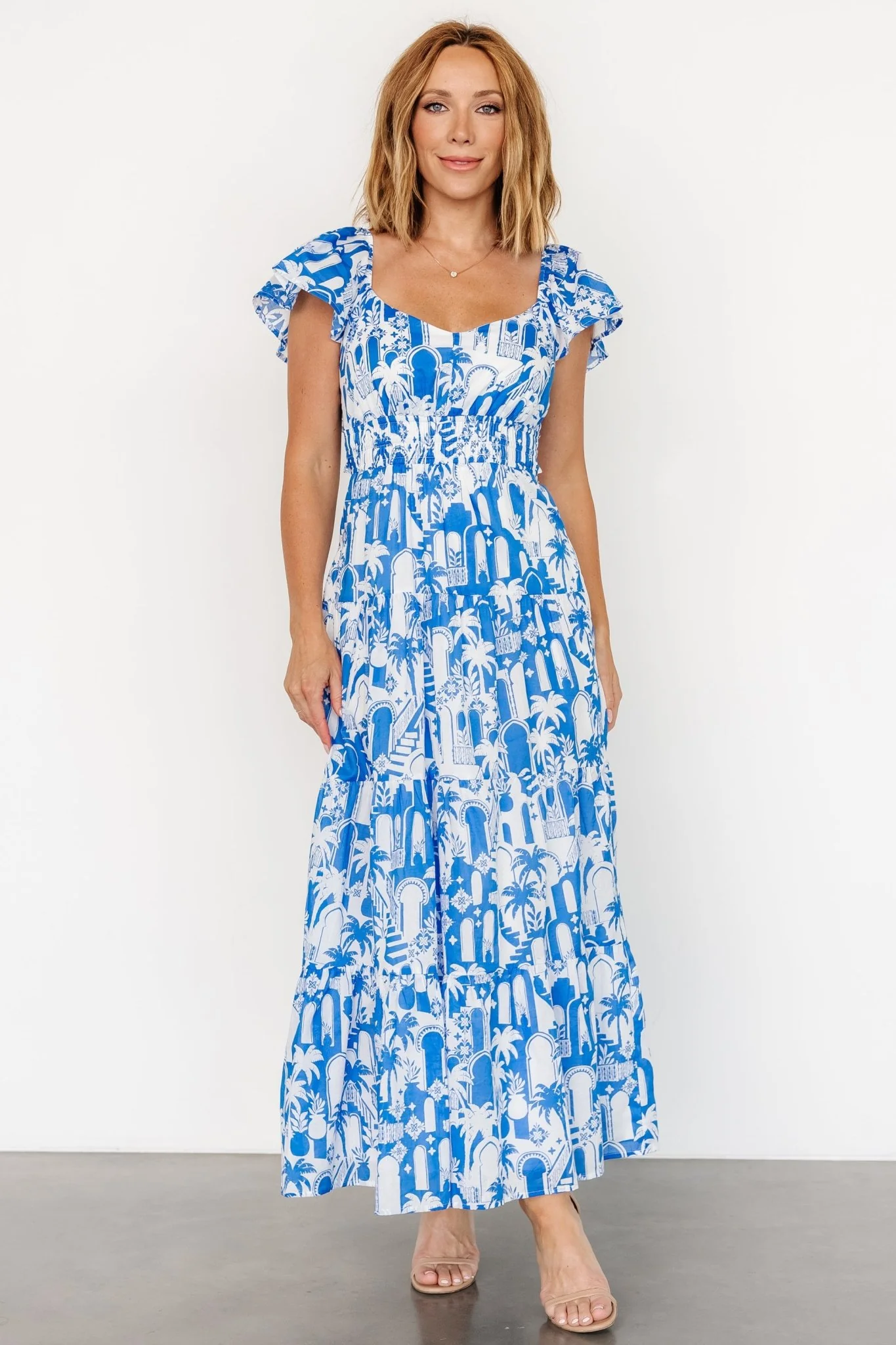 Catira Maxi Dress | Blue + White
