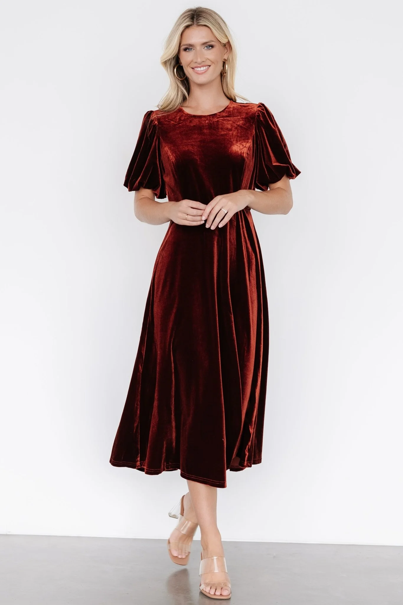 Nita Velvet Midi Dress | Deep Cinnamon
