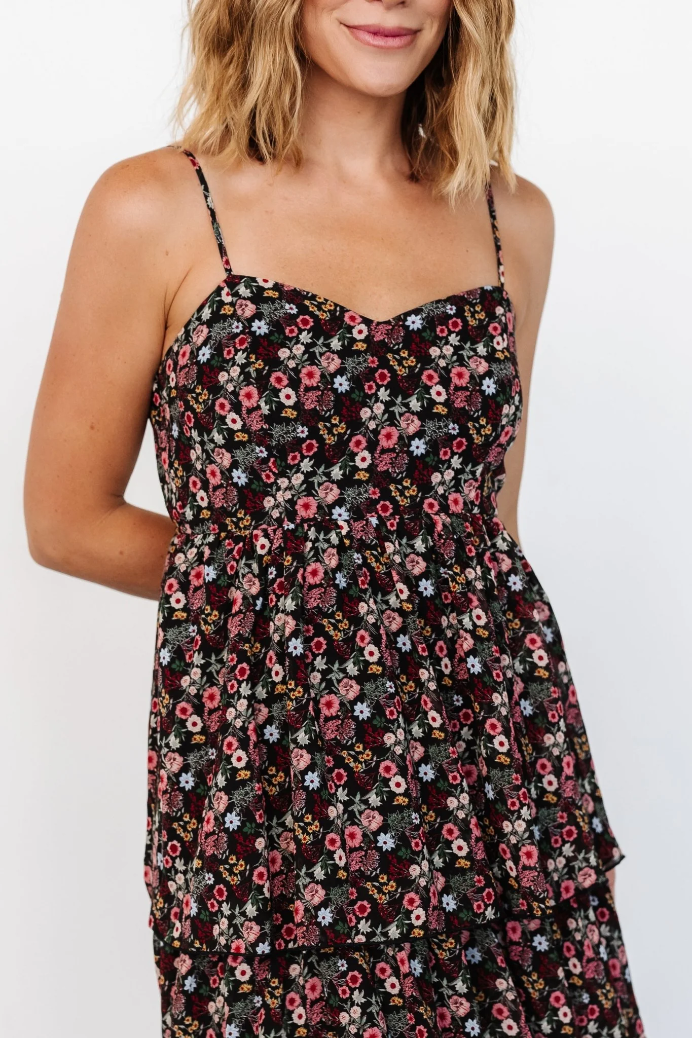 Caprice Tiered Dress | Black Floral