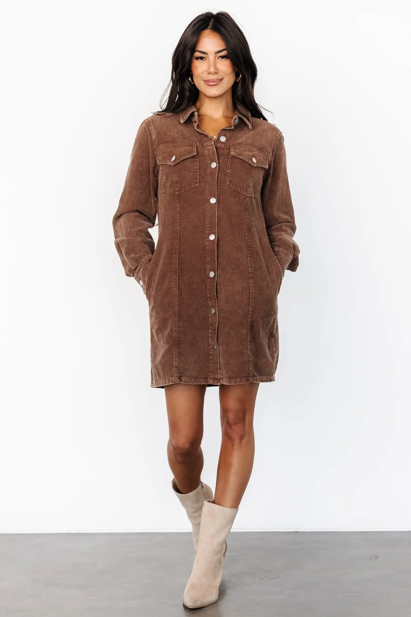 Carla Corduroy Mini Dress | Brown