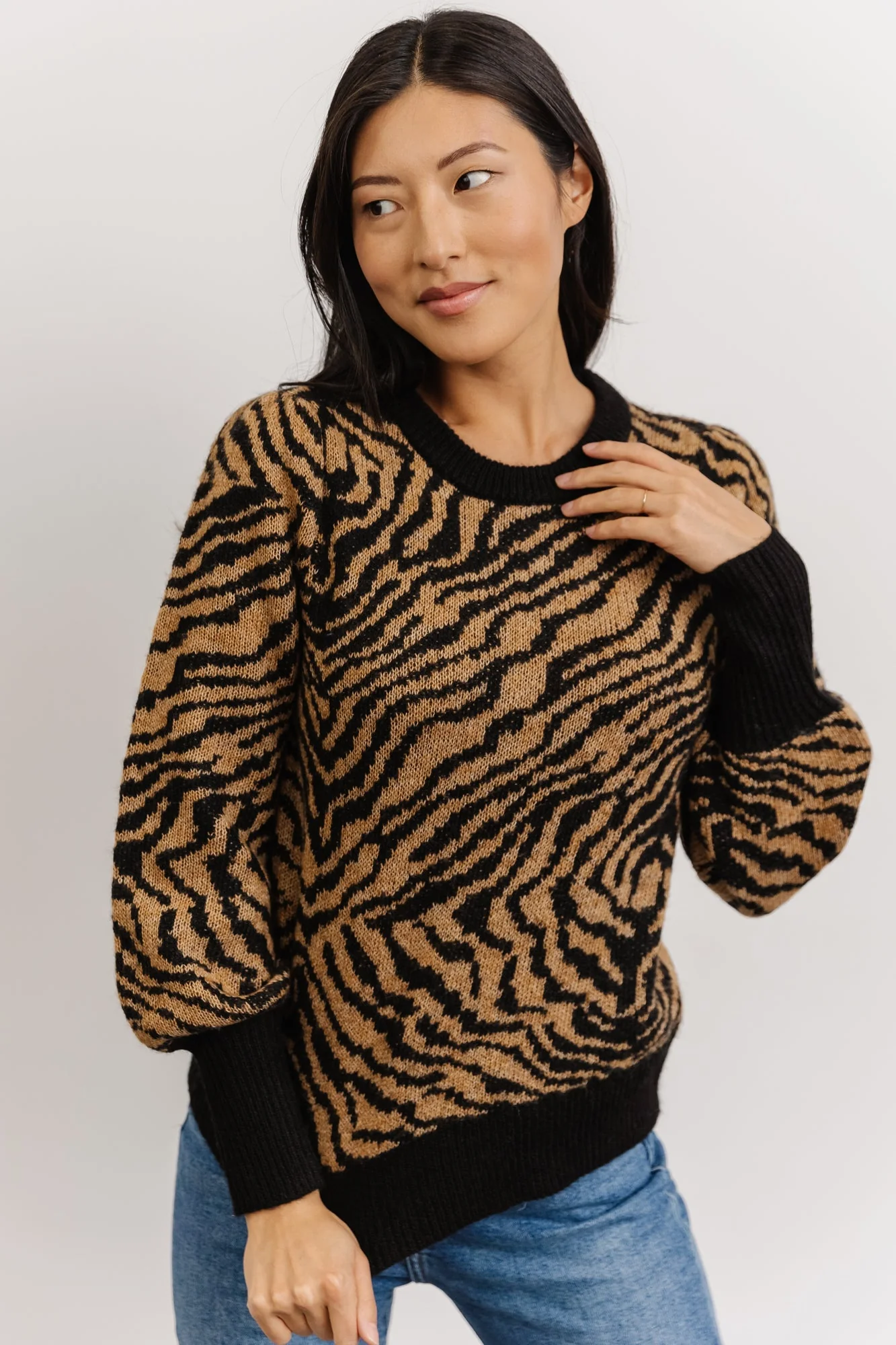 Mariam Knit Sweater | Black + Camel