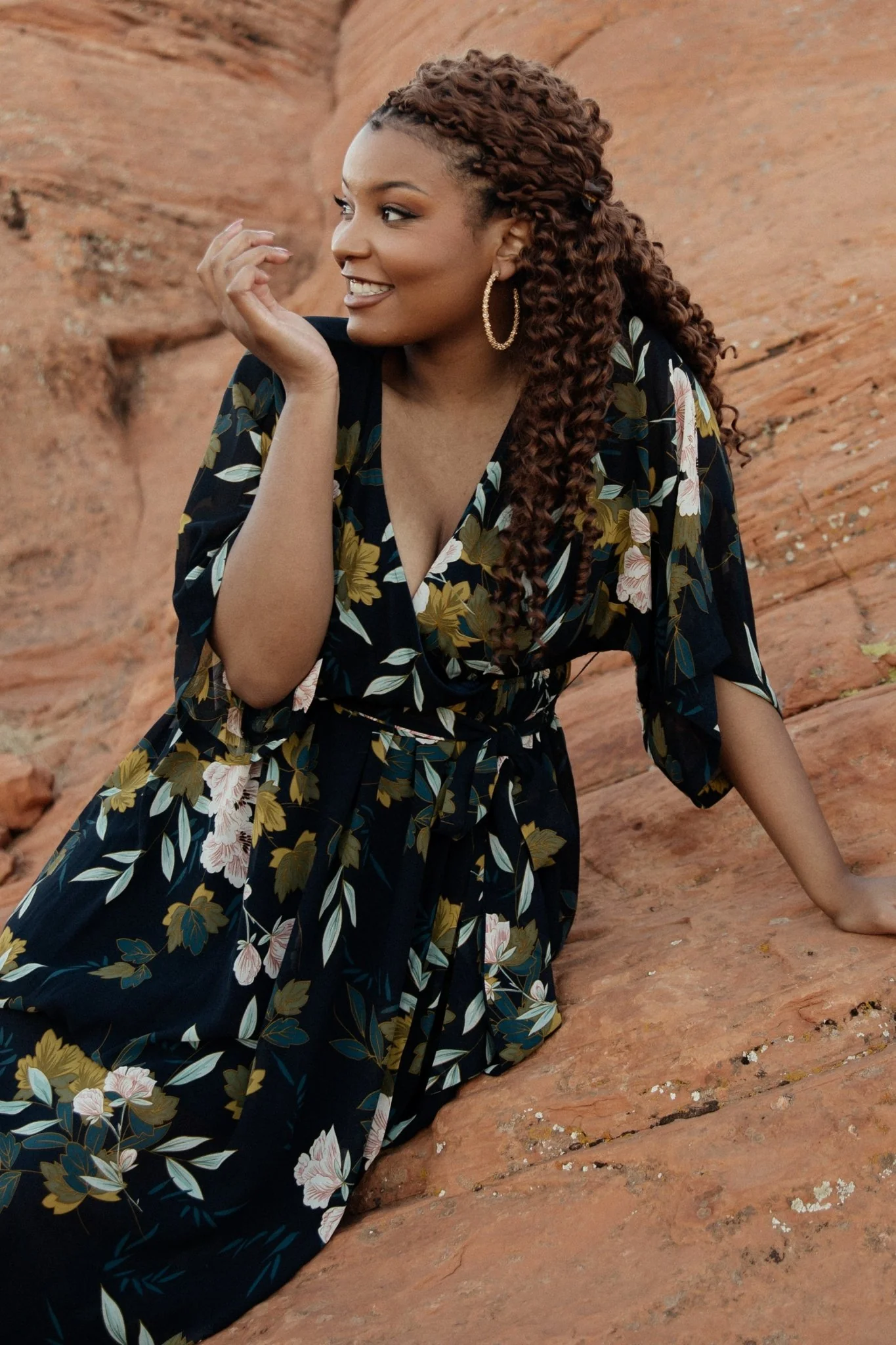 Kia Kimono Maxi Dress | Navy Floral