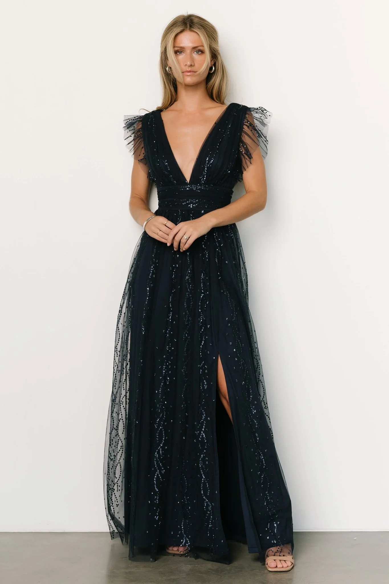 Annika Sequin Mesh Maxi Dress | Navy