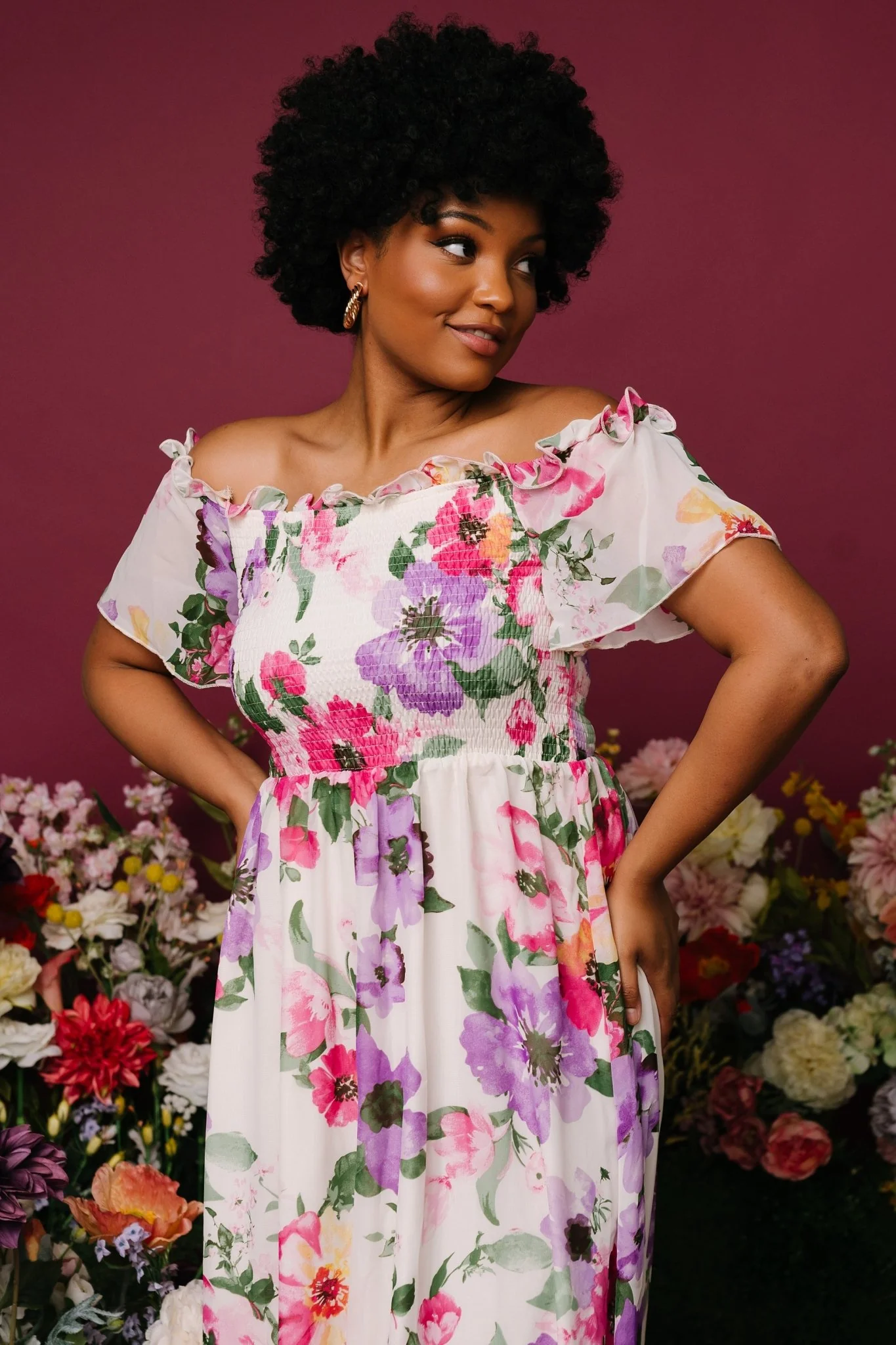 Elina Maxi Dress | Ivory + Pink Multi Floral