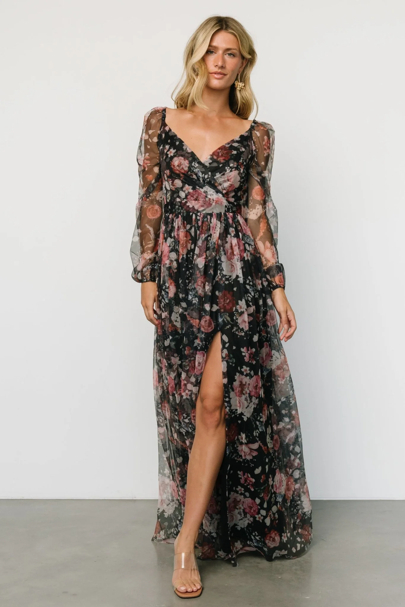 Desiree Tulle Maxi Dress | Black + Berry