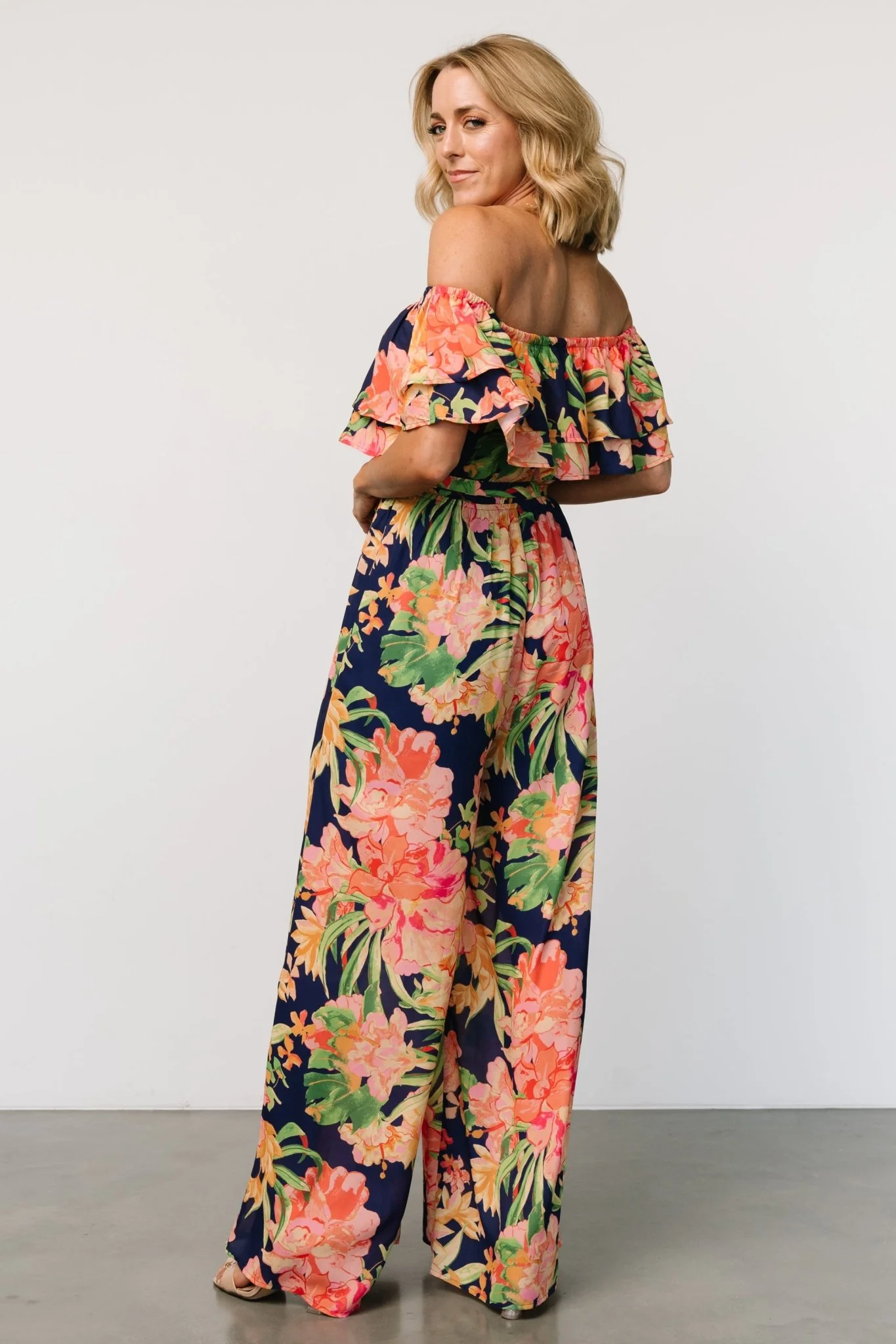Capistrano Ruffle Jumpsuit | Navy Floral
