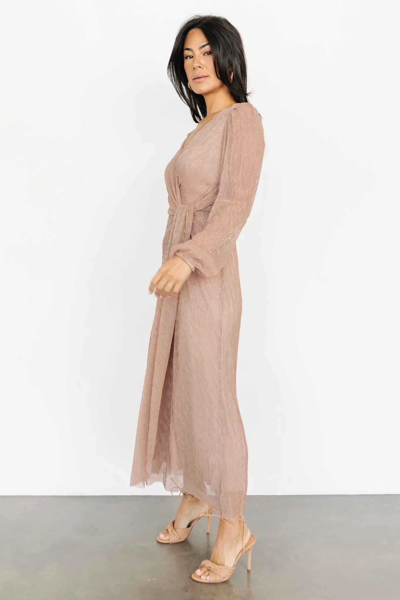 Devlyn Pleated Dress | Rose Shimmer