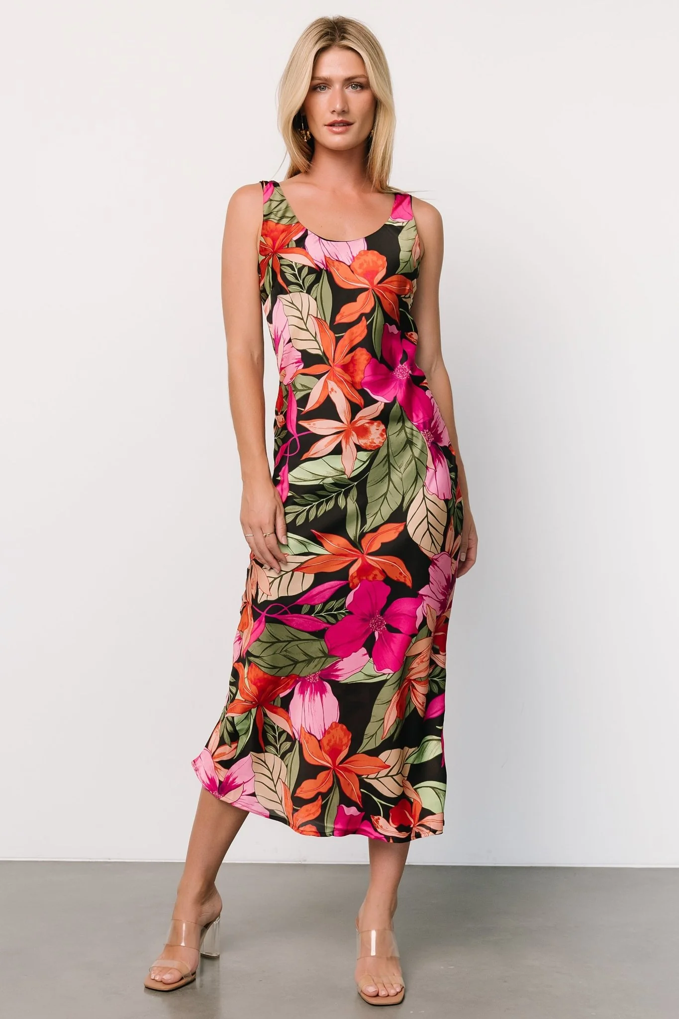 Positano Tank Midi Dress | Black Multi