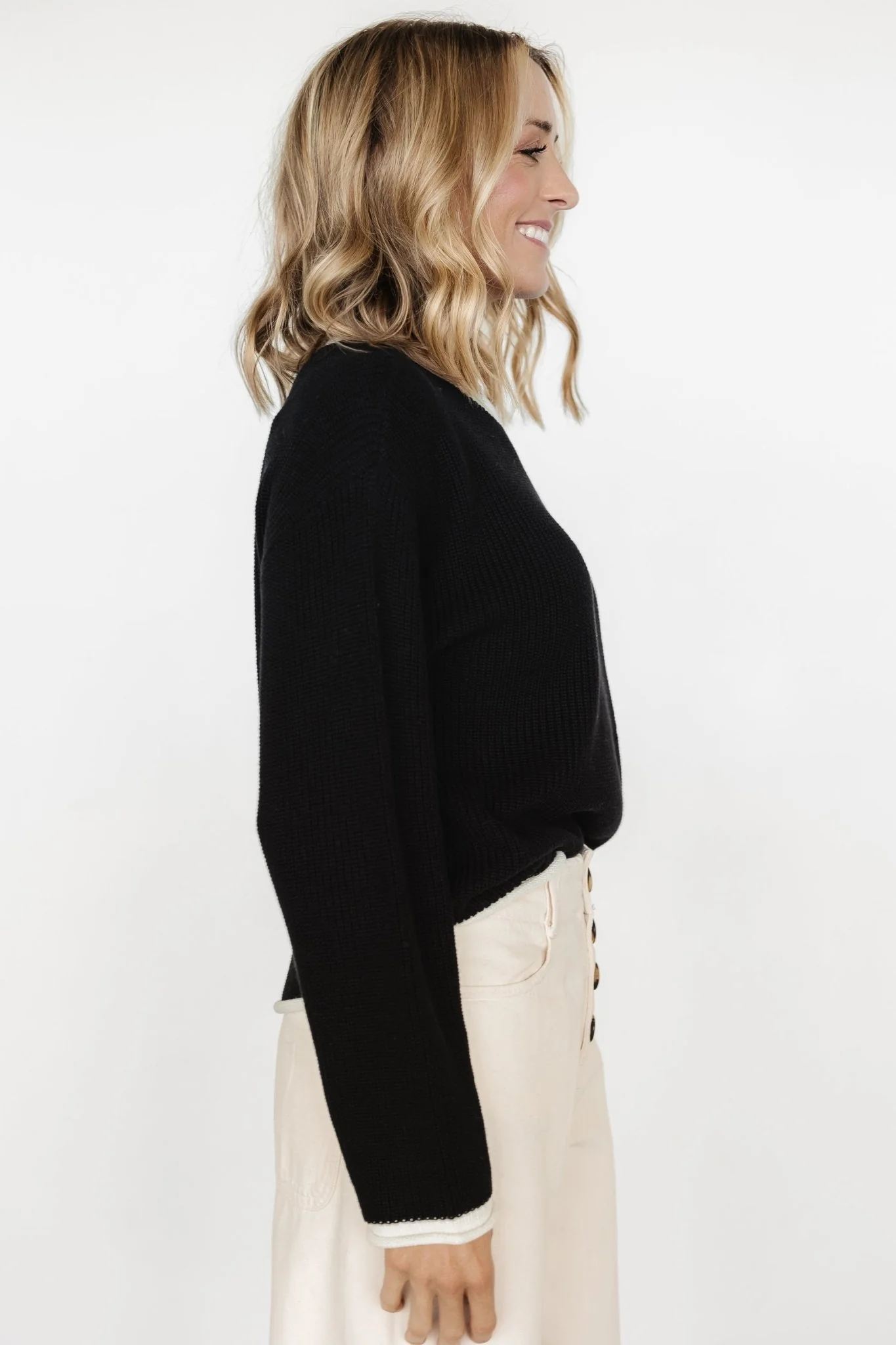 Tiffany Knit Sweater | Black + Off White