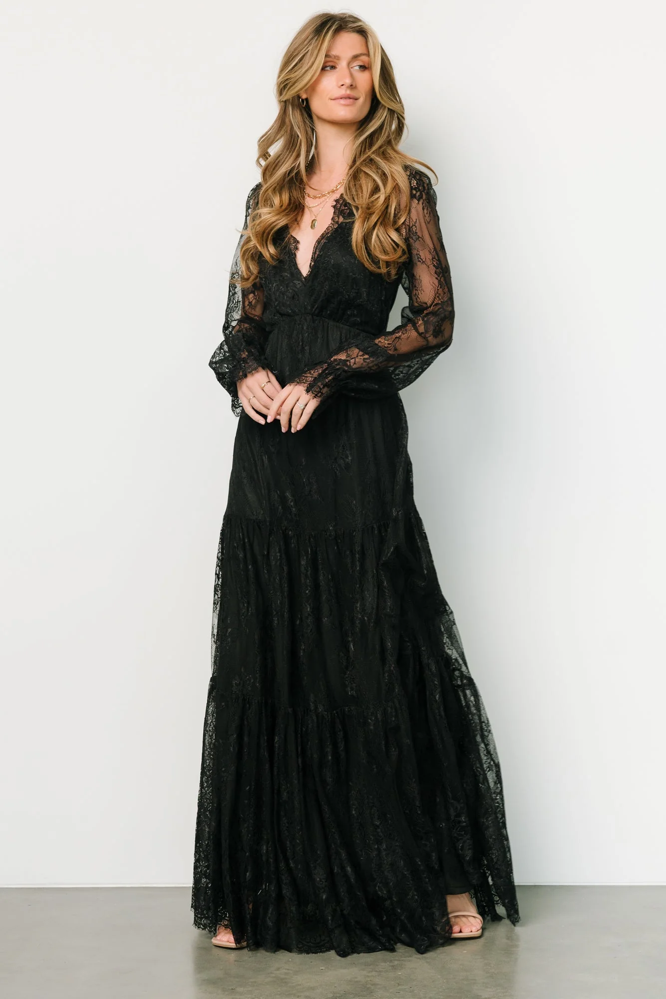 Gloria Lace Maxi Dress | Black