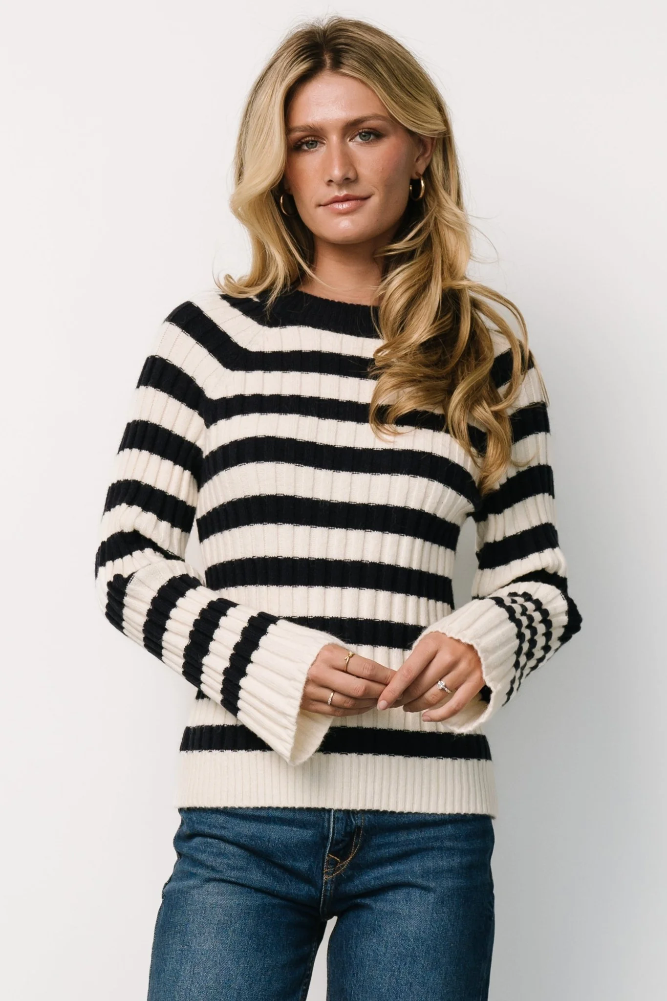 Carrie Striped Sweater | Navy + Ivory