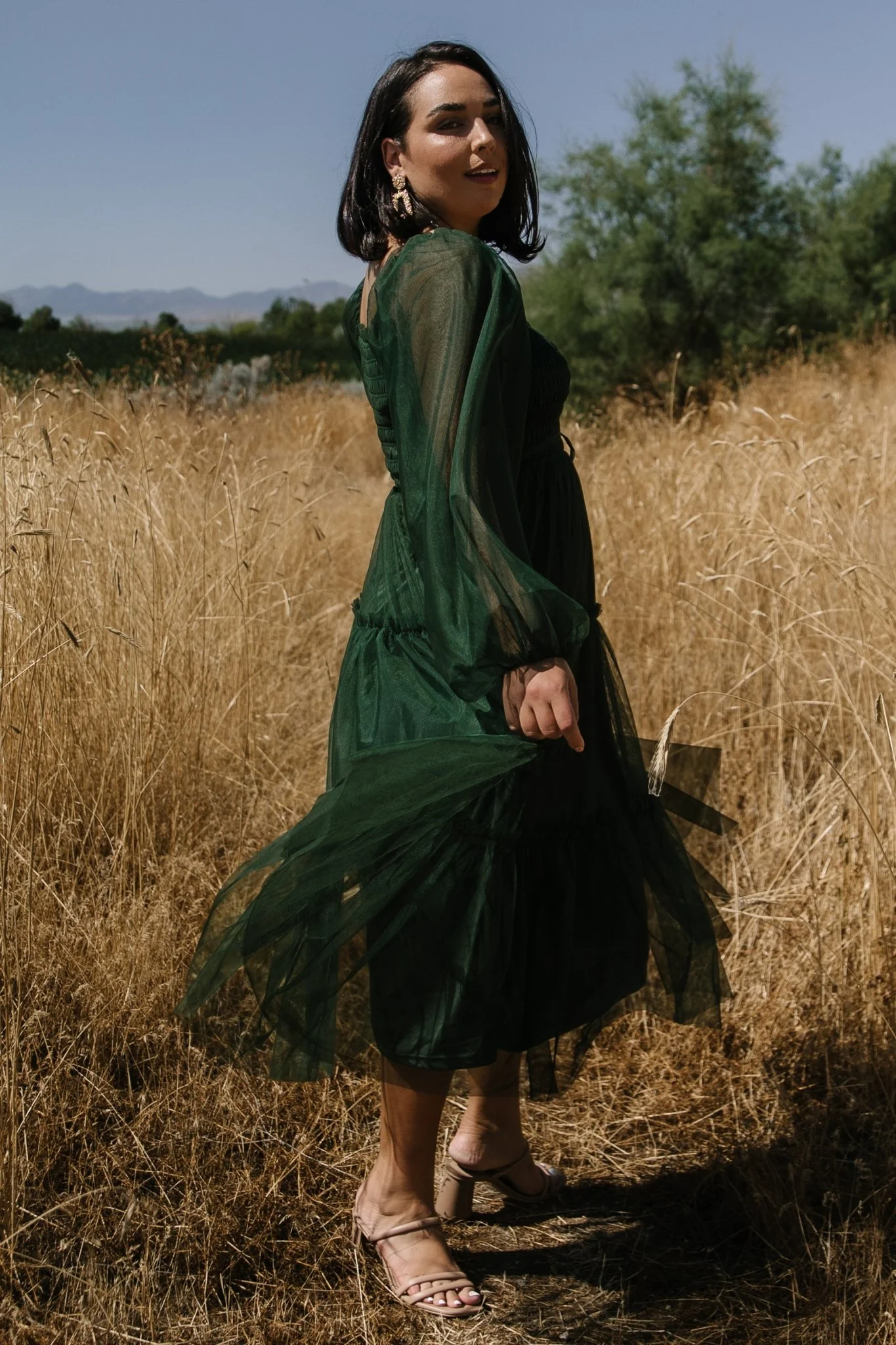 Katrina Tulle Maxi Dress | Dark Green