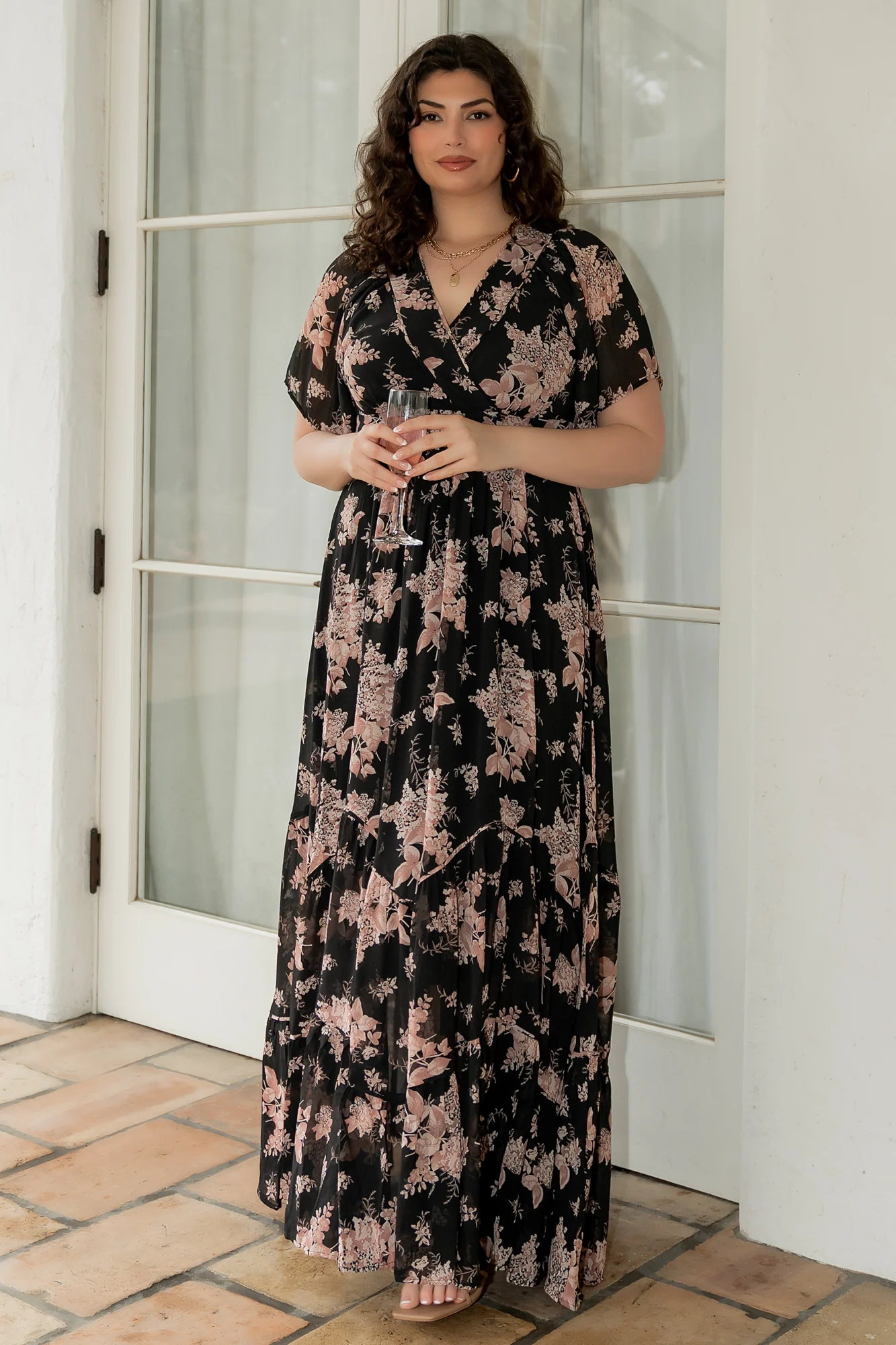 Katherine Maxi Dress | Black + Blush Floral