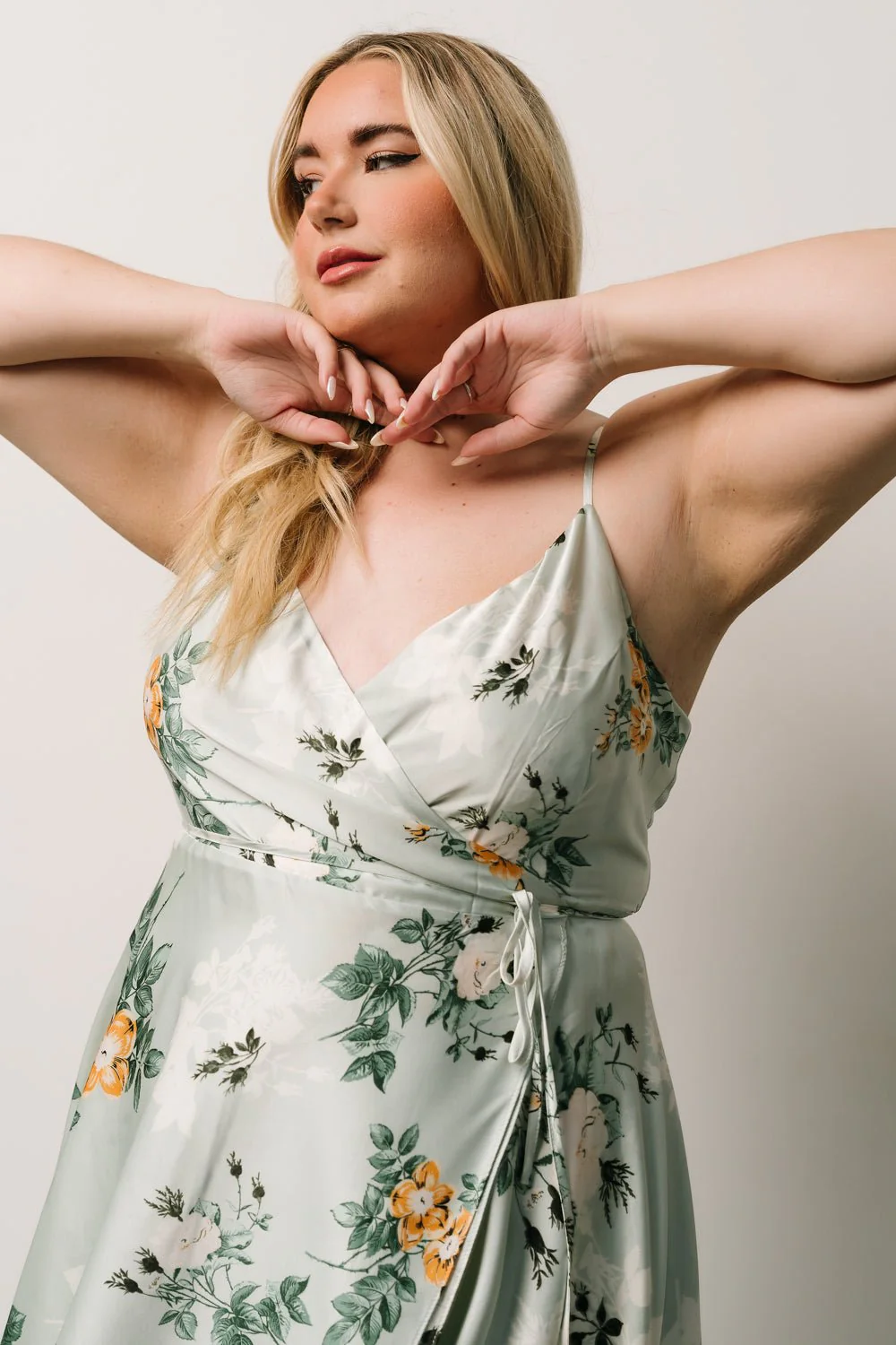 Steffi Tulip Wrap Dress | Light Sage Floral