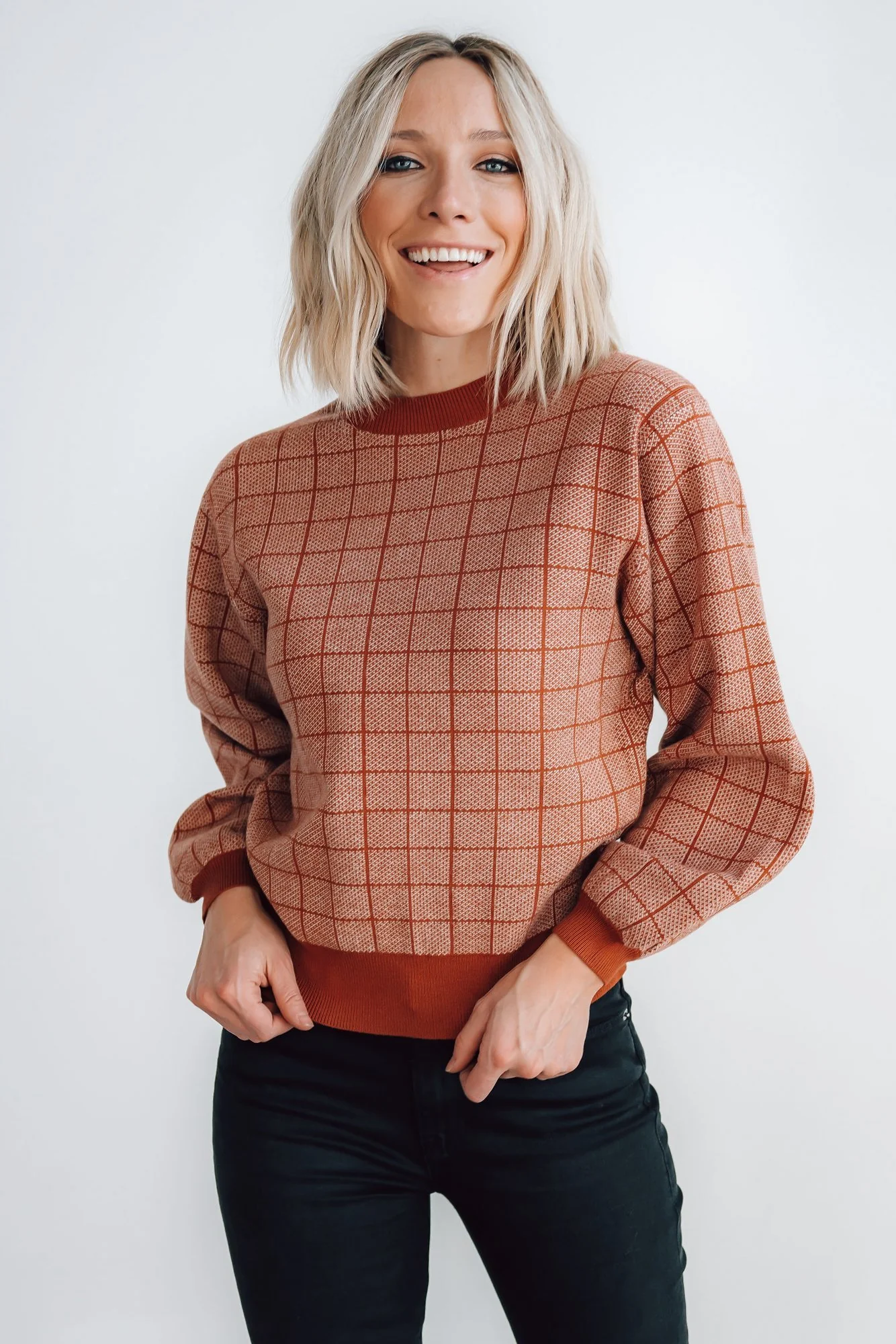 Ryland Bubble Sleeve Sweater | Rust