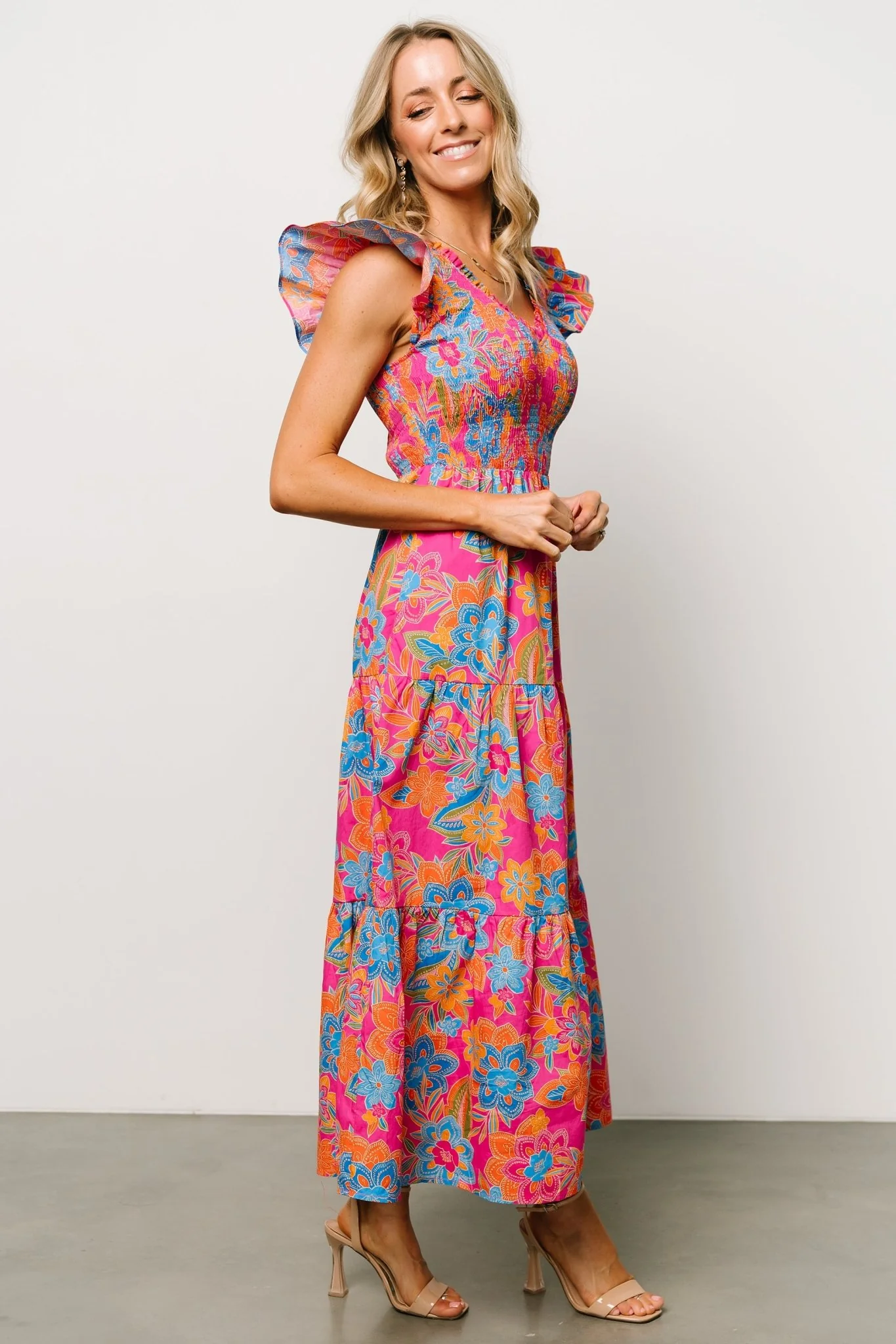 Ranchero Smocked Maxi Dress | Pink Multi