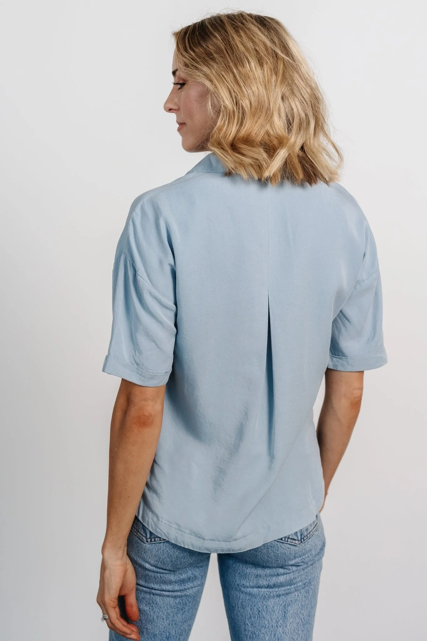 Kinsley Button Top | Light Denim