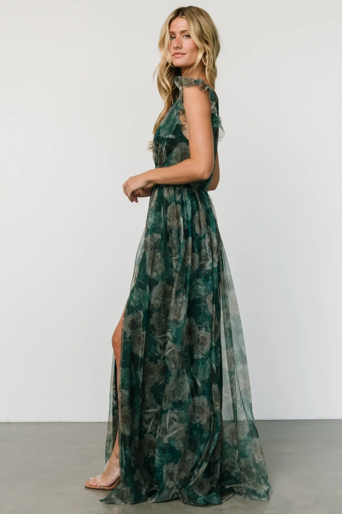Carmine Maxi Dress | Green Floral