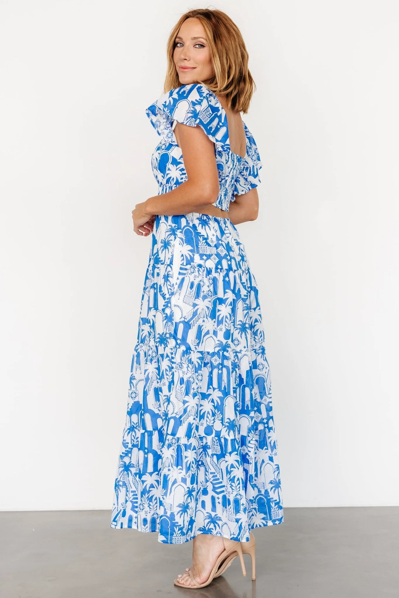 Catira Maxi Dress | Blue + White