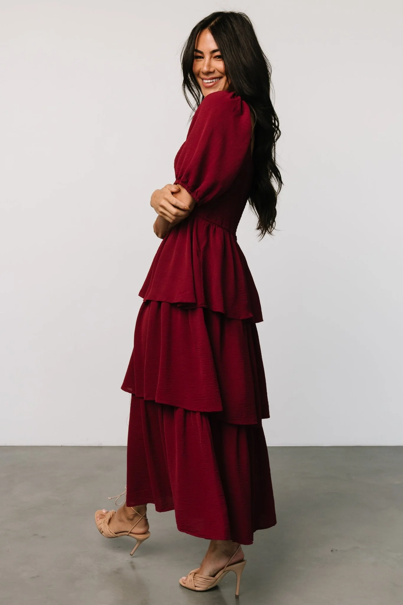 Ashbourne Tiered Dress | Burgundy