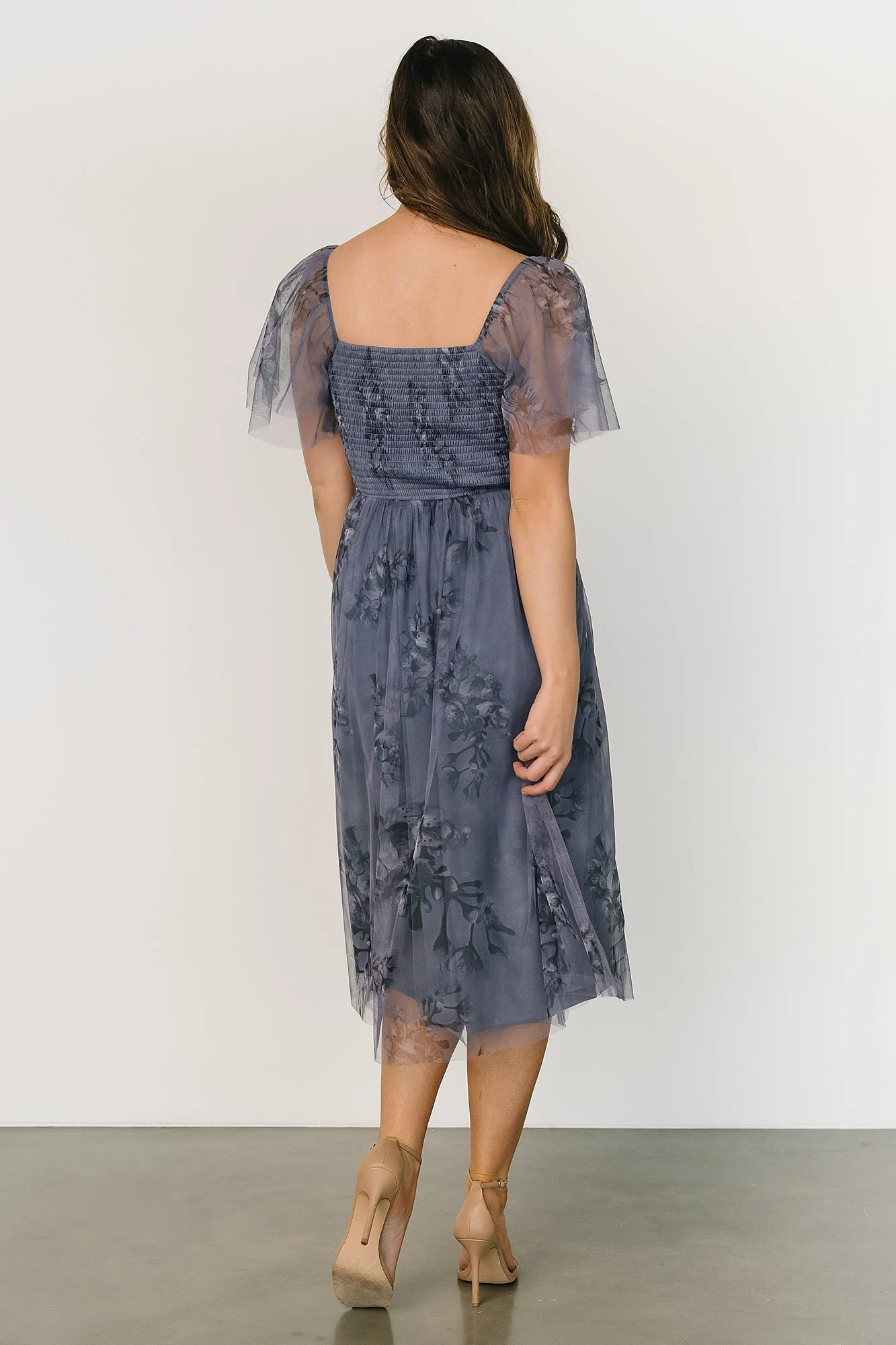 Gwyneth Tulle Midi Dress | Slate Blue Multi